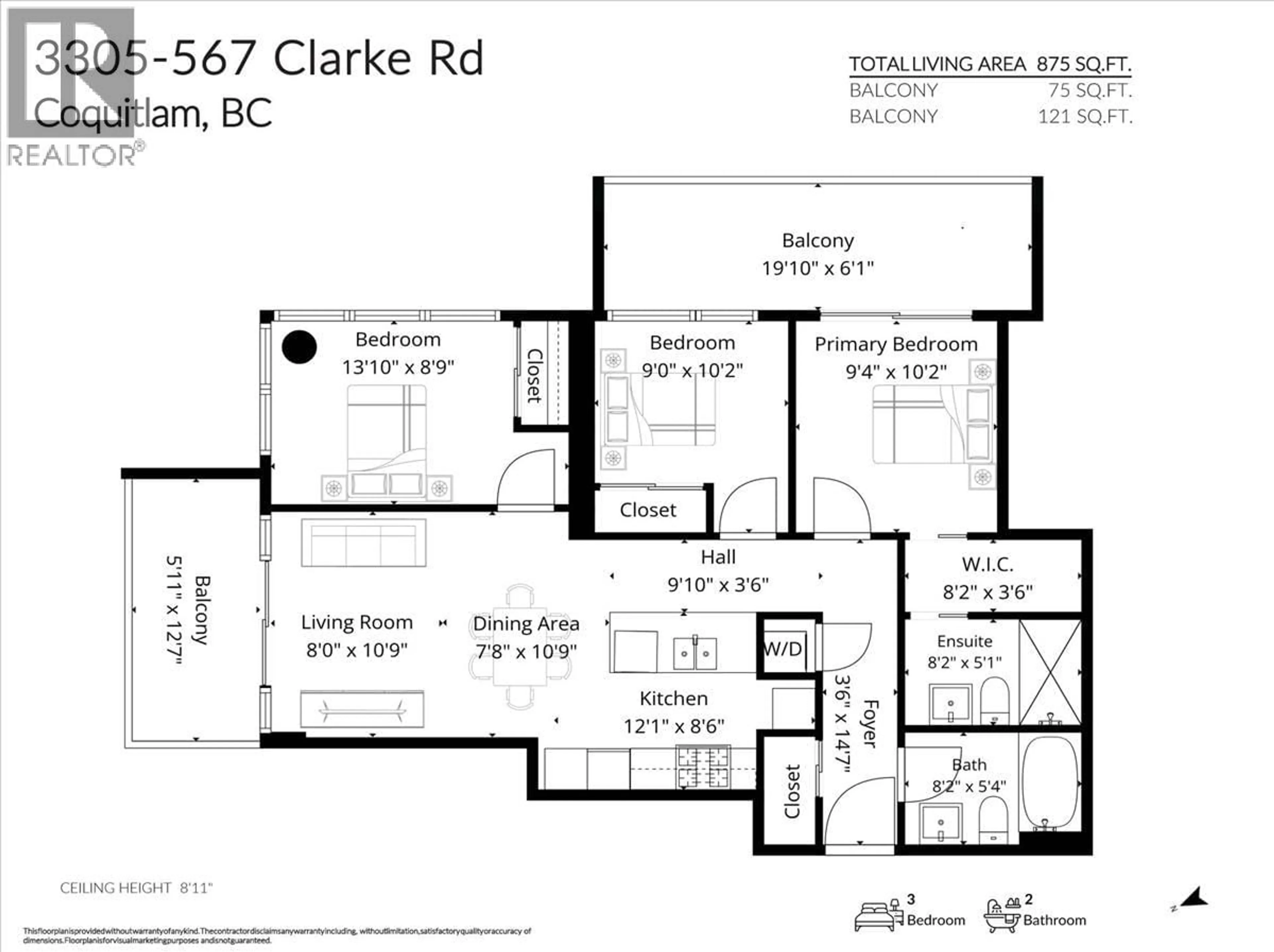 Floor plan for 3305 - 567 CLARKE ROAD, Coquitlam British Columbia V3J0K7