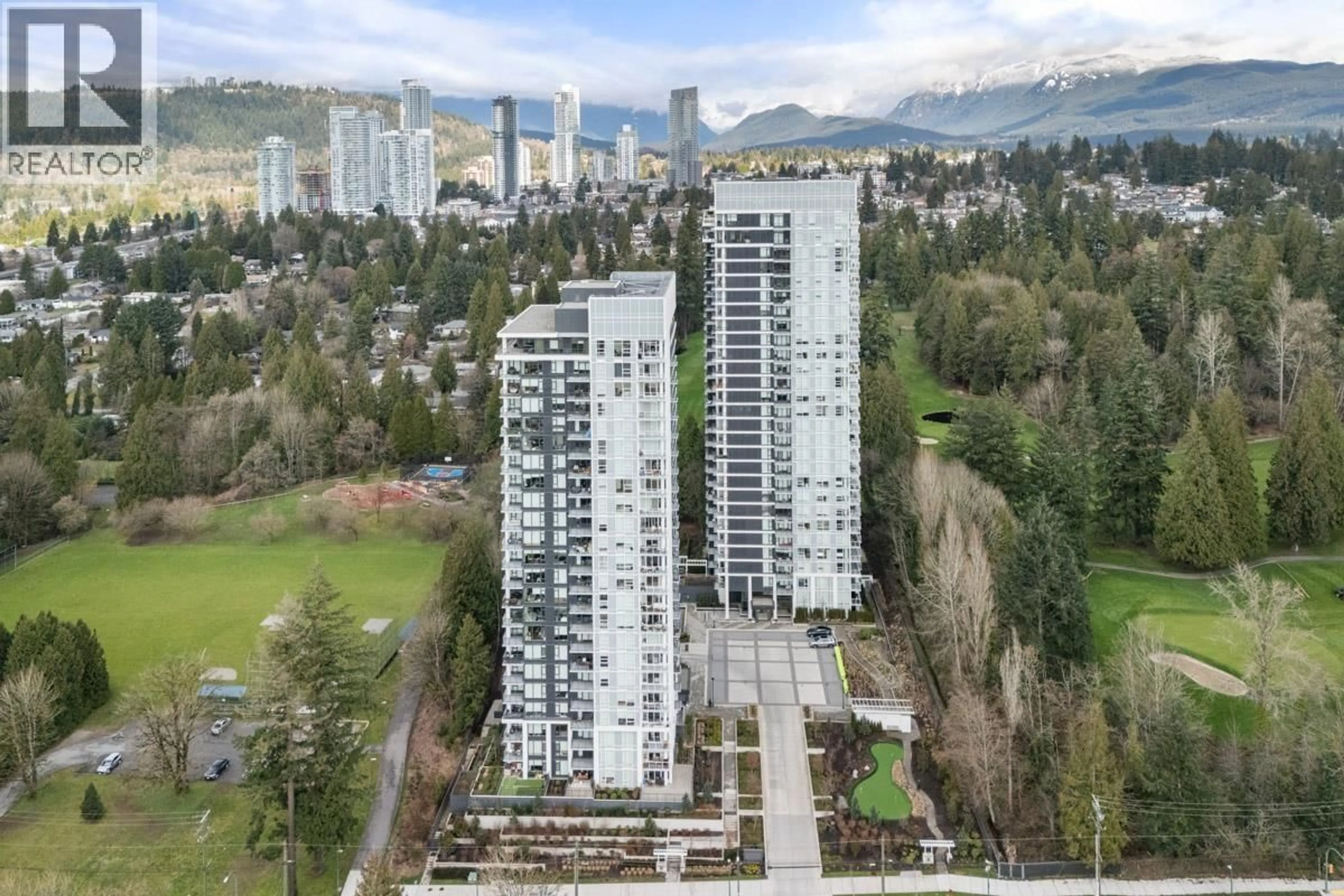 A pic from outside/outdoor area/front of a property/back of a property/a pic from drone, city buildings view from balcony for 1702 - 585 AUSTIN AVENUE, Coquitlam British Columbia V3K0G6