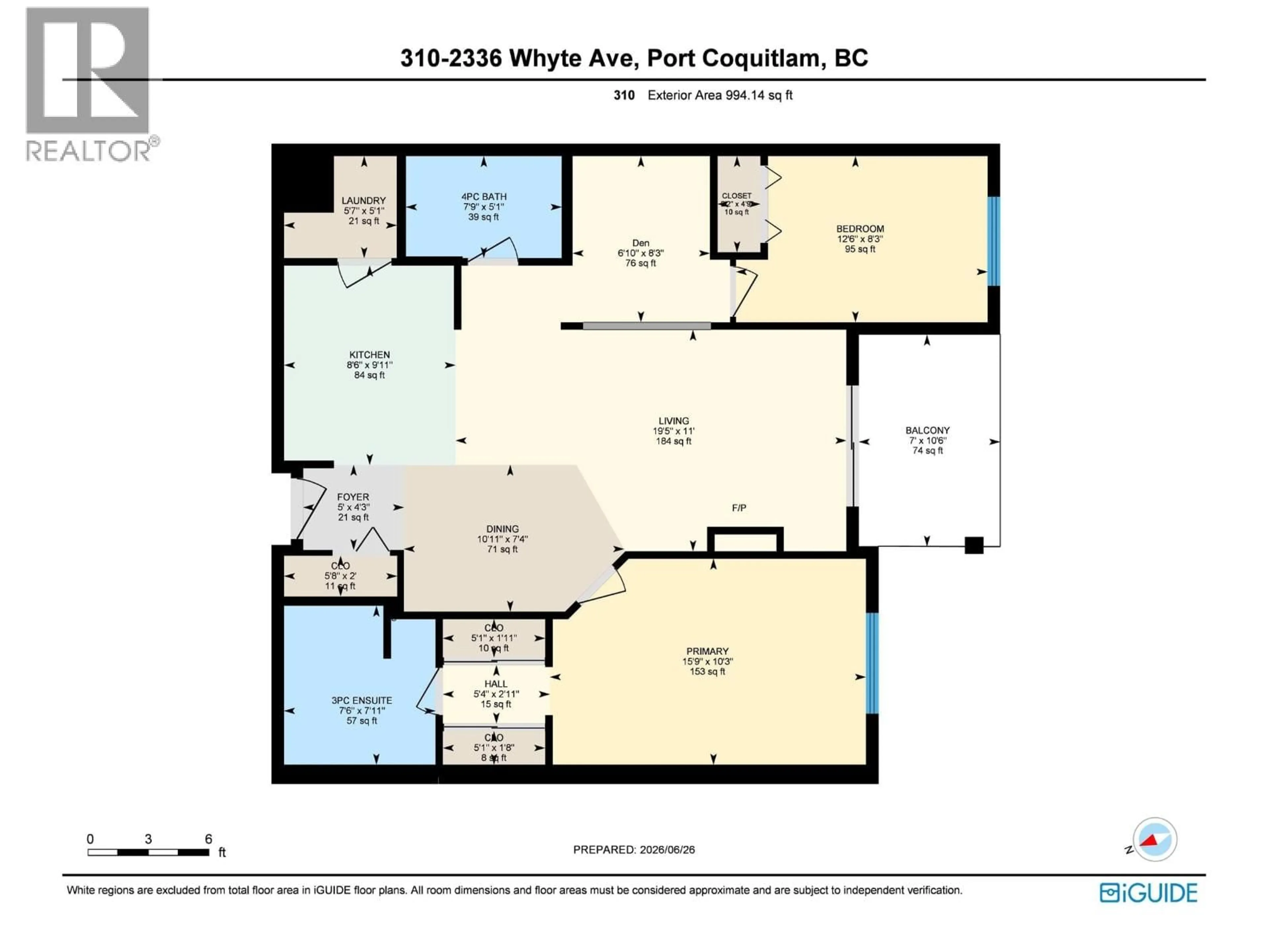 Floor plan for 310 - 2336 WHYTE AVENUE, Port Coquitlam British Columbia V3C0A7