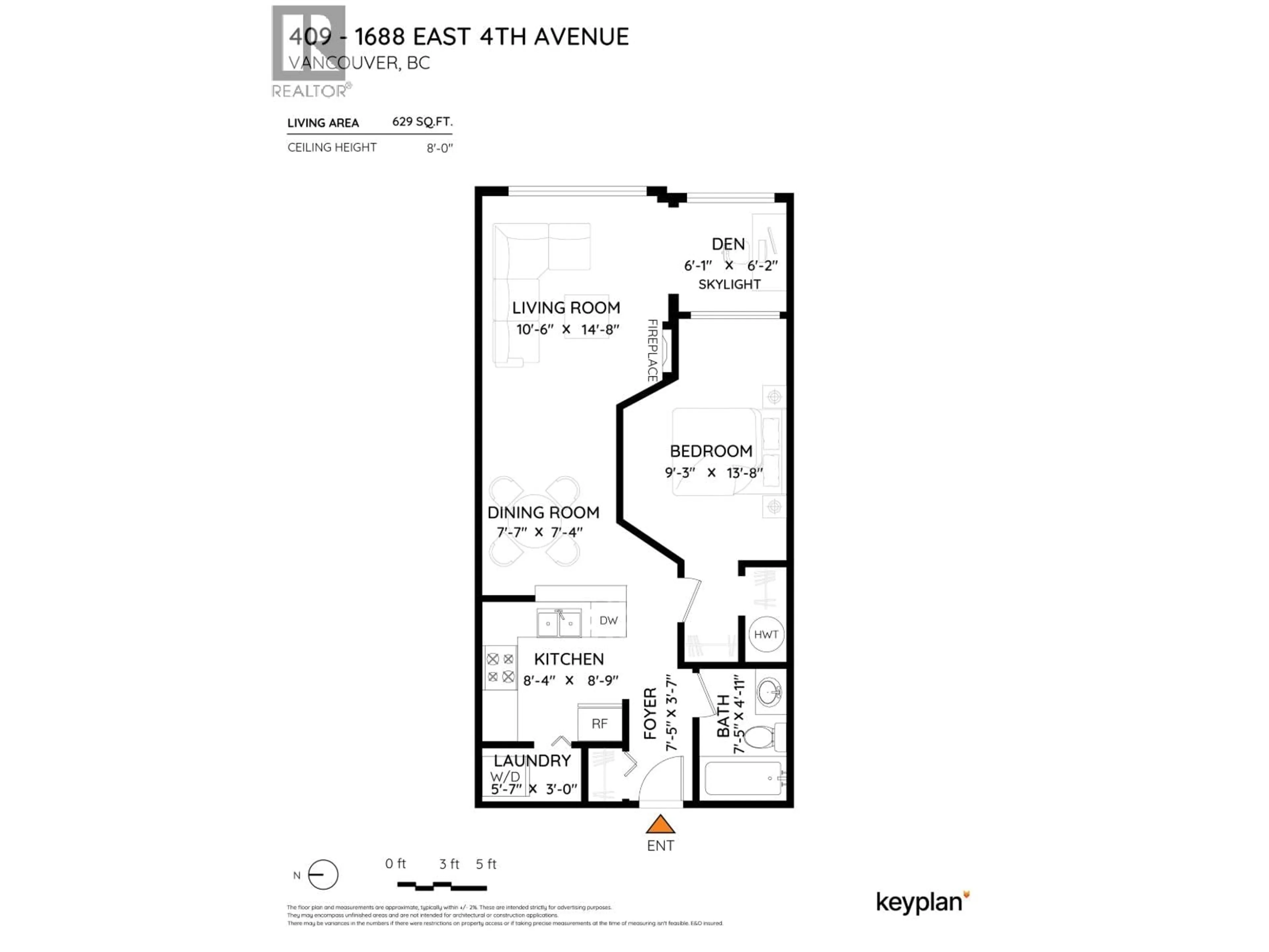 Floor plan for 409 - 1688 4TH AVENUE, Vancouver British Columbia V5N1J8