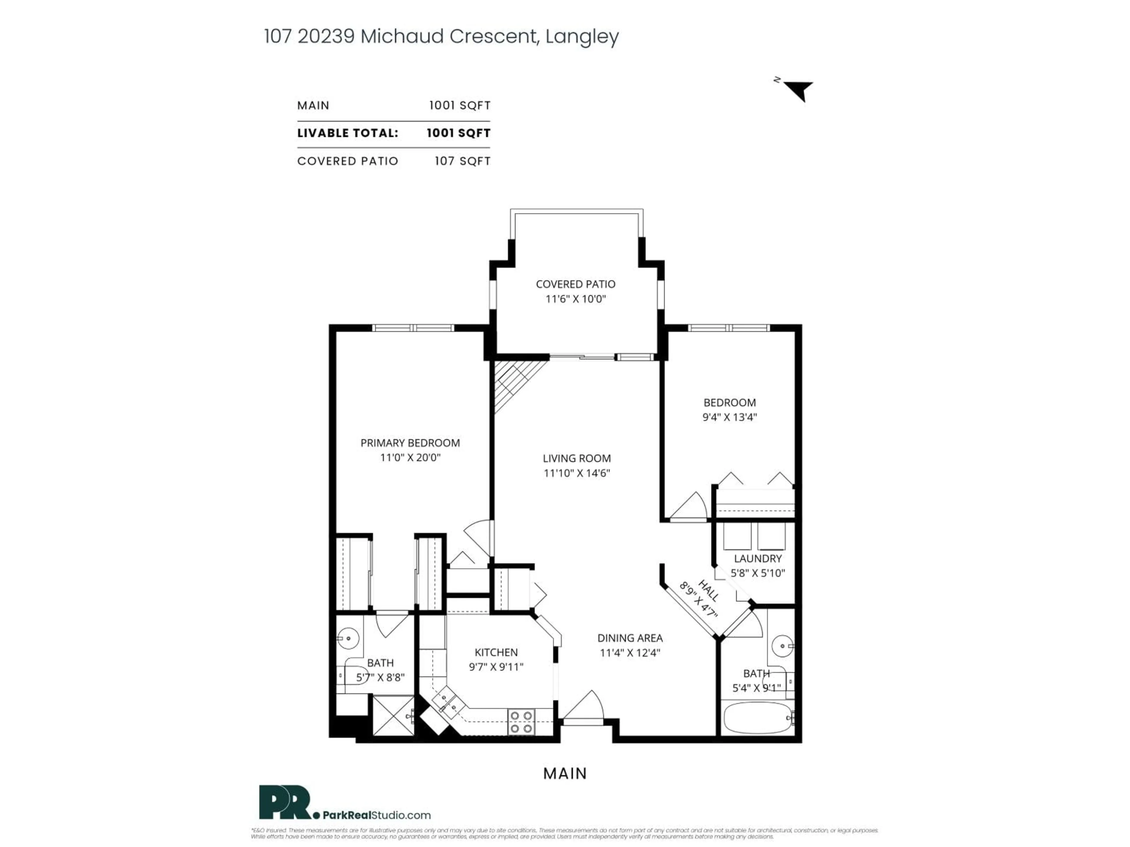 Floor plan for 107 - 20239 MICHAUD CRESCENT, Langley British Columbia V3A8L1