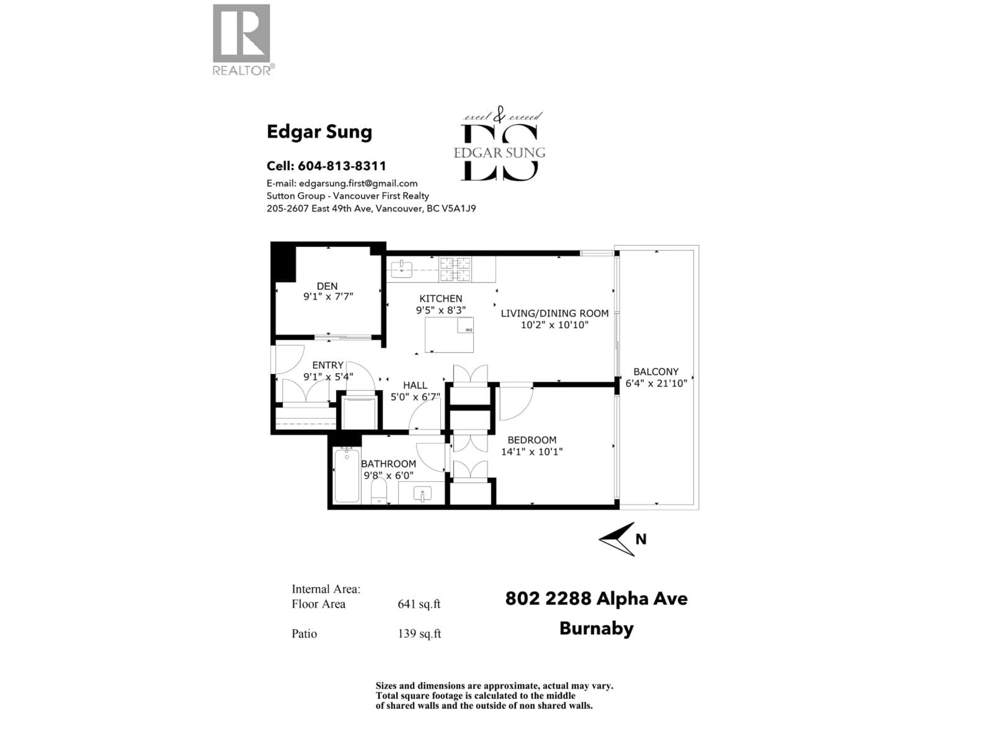 Floor plan for 802 - 2288 ALPHA AVENUE, Burnaby British Columbia V5C0L9