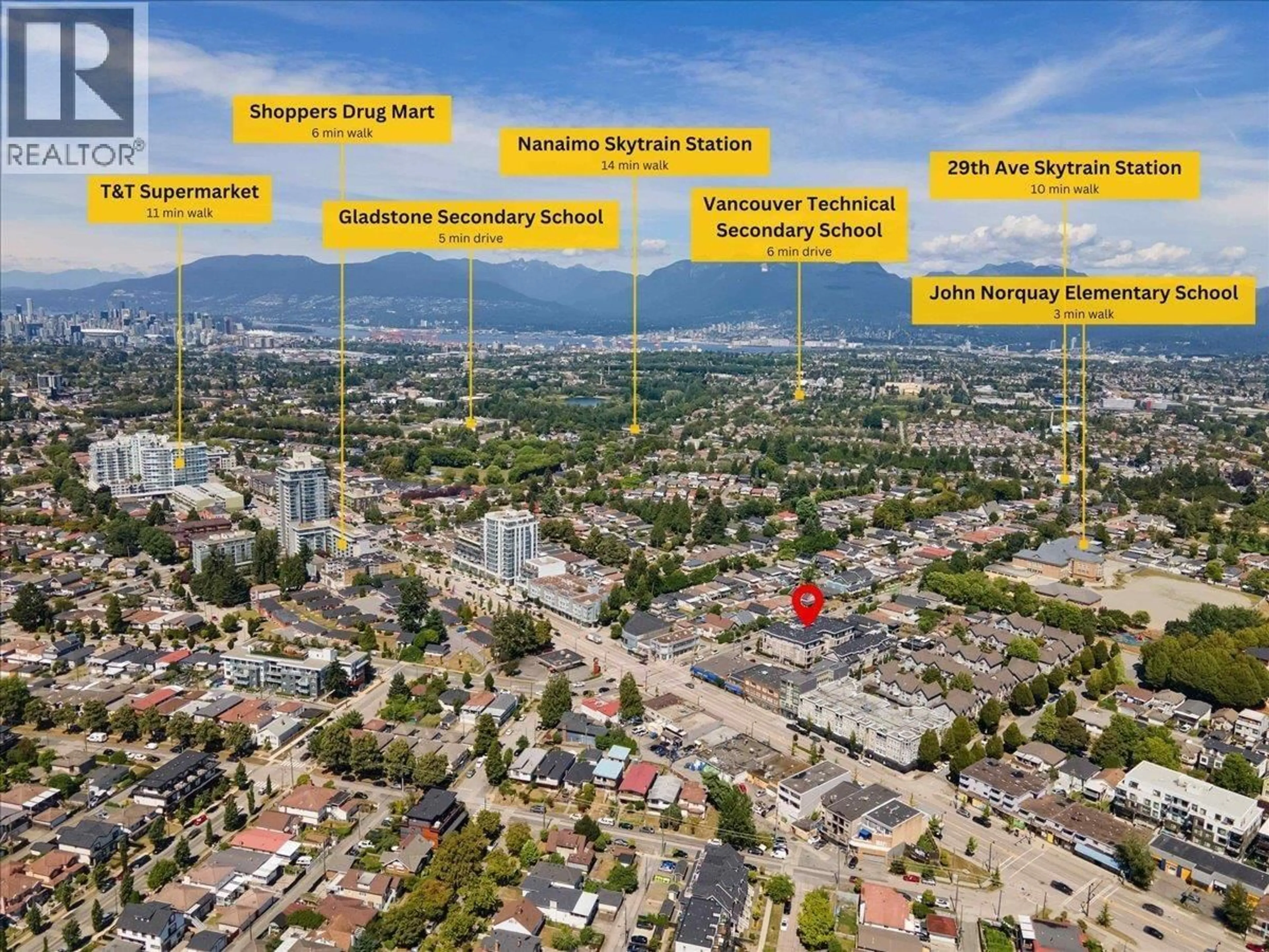 A pic from outside/outdoor area/front of a property/back of a property/a pic from drone, unknown for 303 - 4882 SLOCAN STREET, Vancouver British Columbia V5R2A3