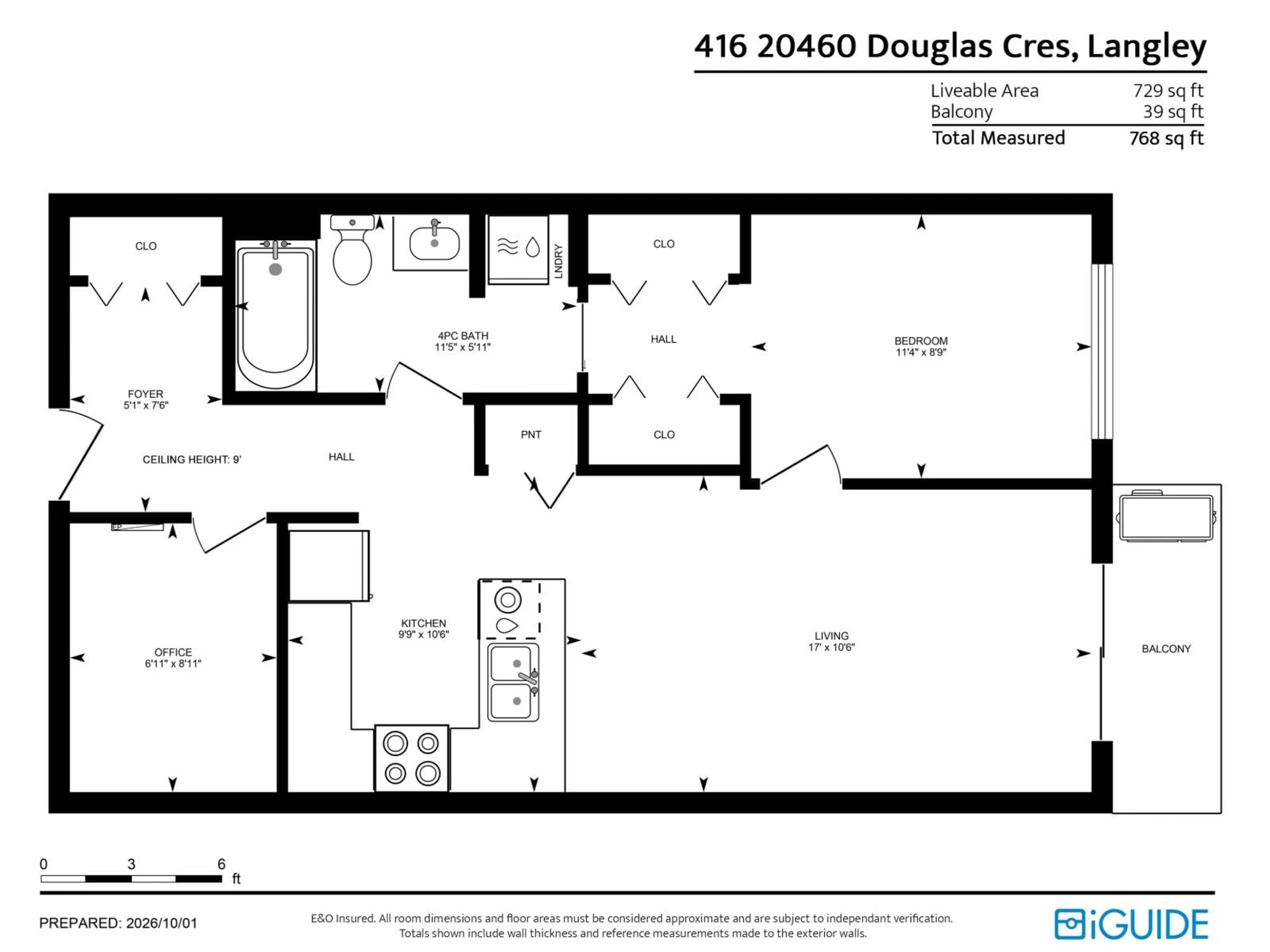 Floor plan for 416 - 20460 DOUGLAS CRESCENT, Langley British Columbia V3A0C6