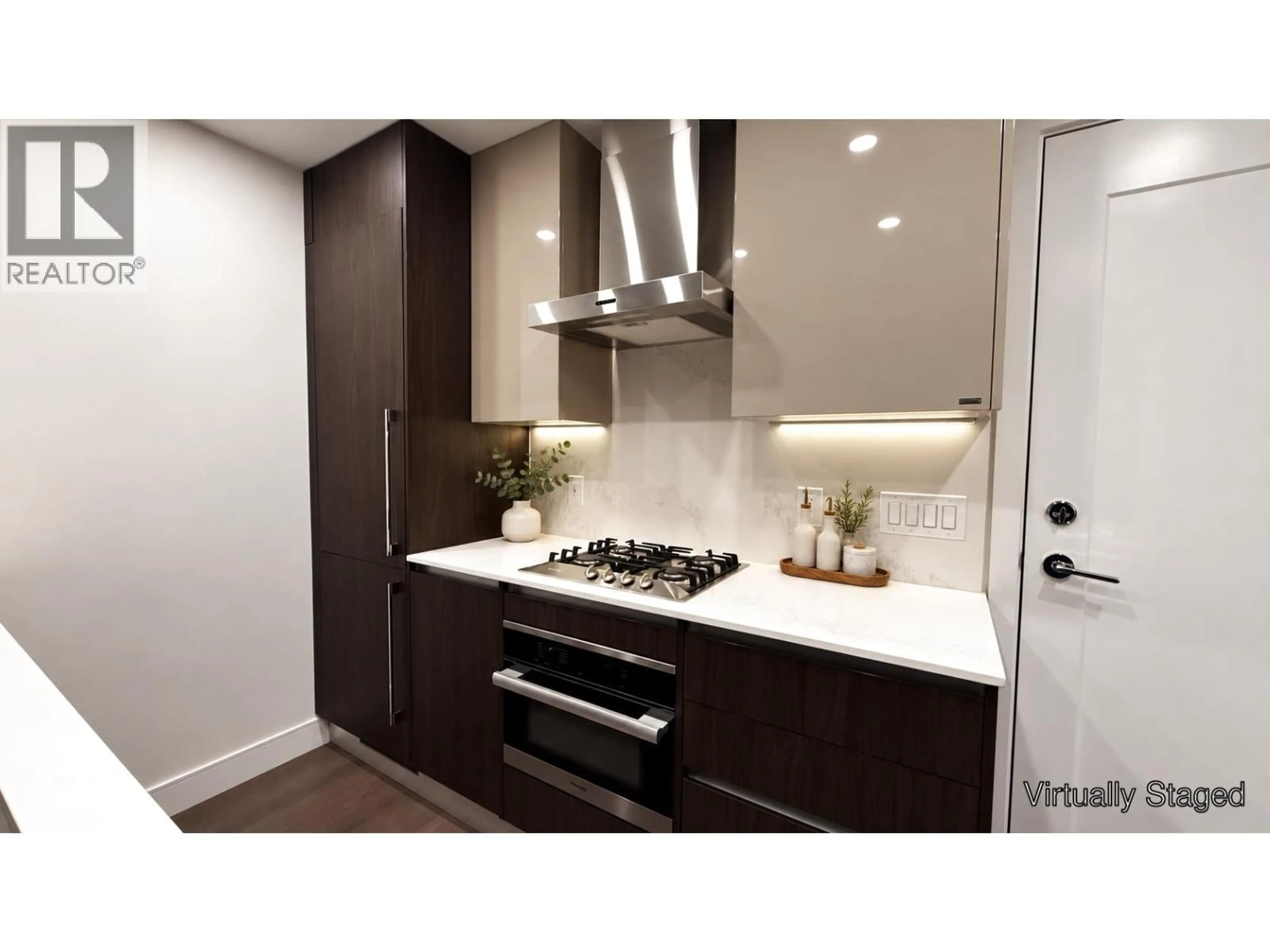 Contemporary kitchen, wood/laminate floor for 309 - 477 59TH AVENUE, Vancouver British Columbia V5X1X4