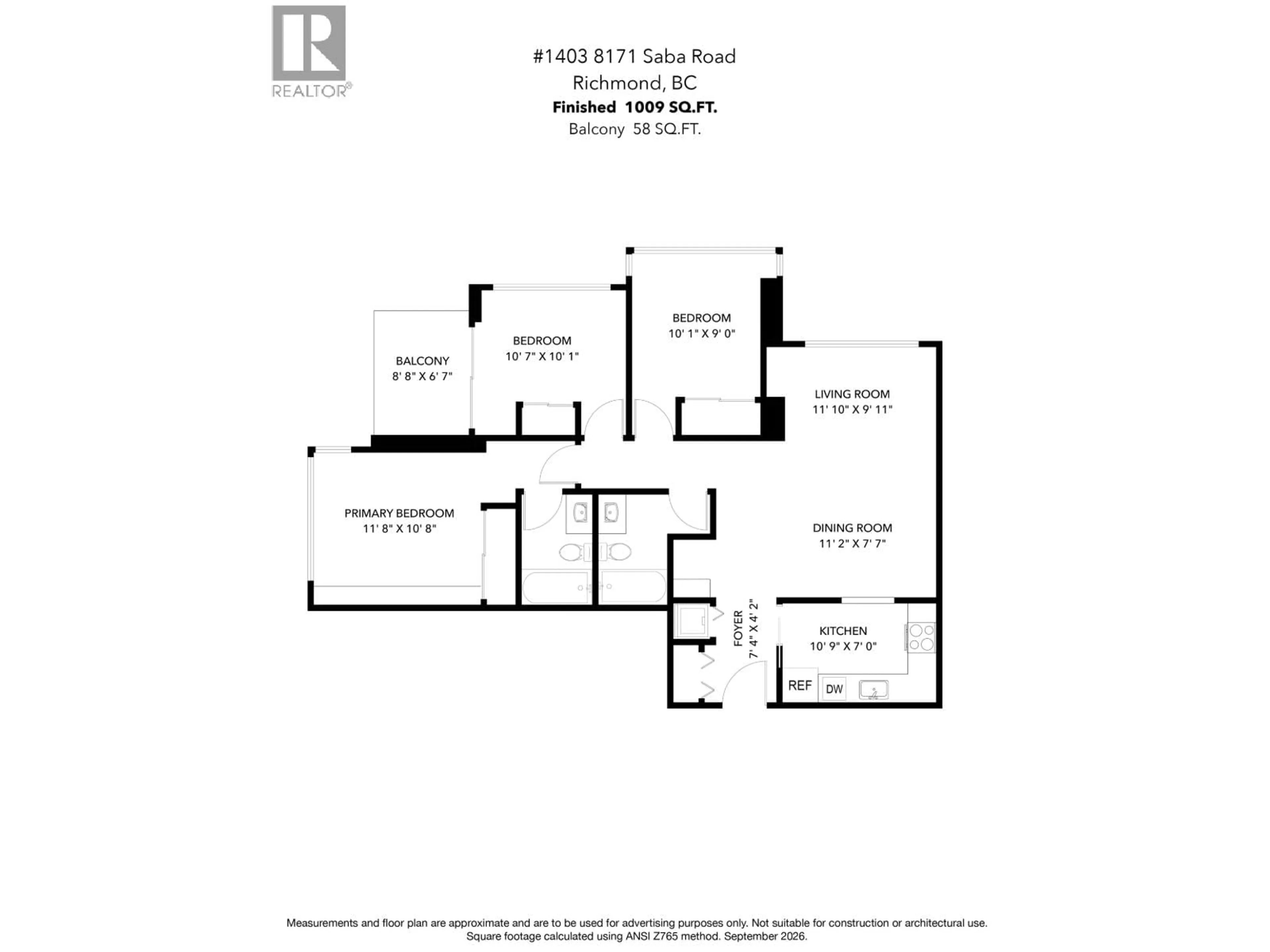 Floor plan for 1403 - 8171 SABA ROAD, Richmond British Columbia V6Y4B3