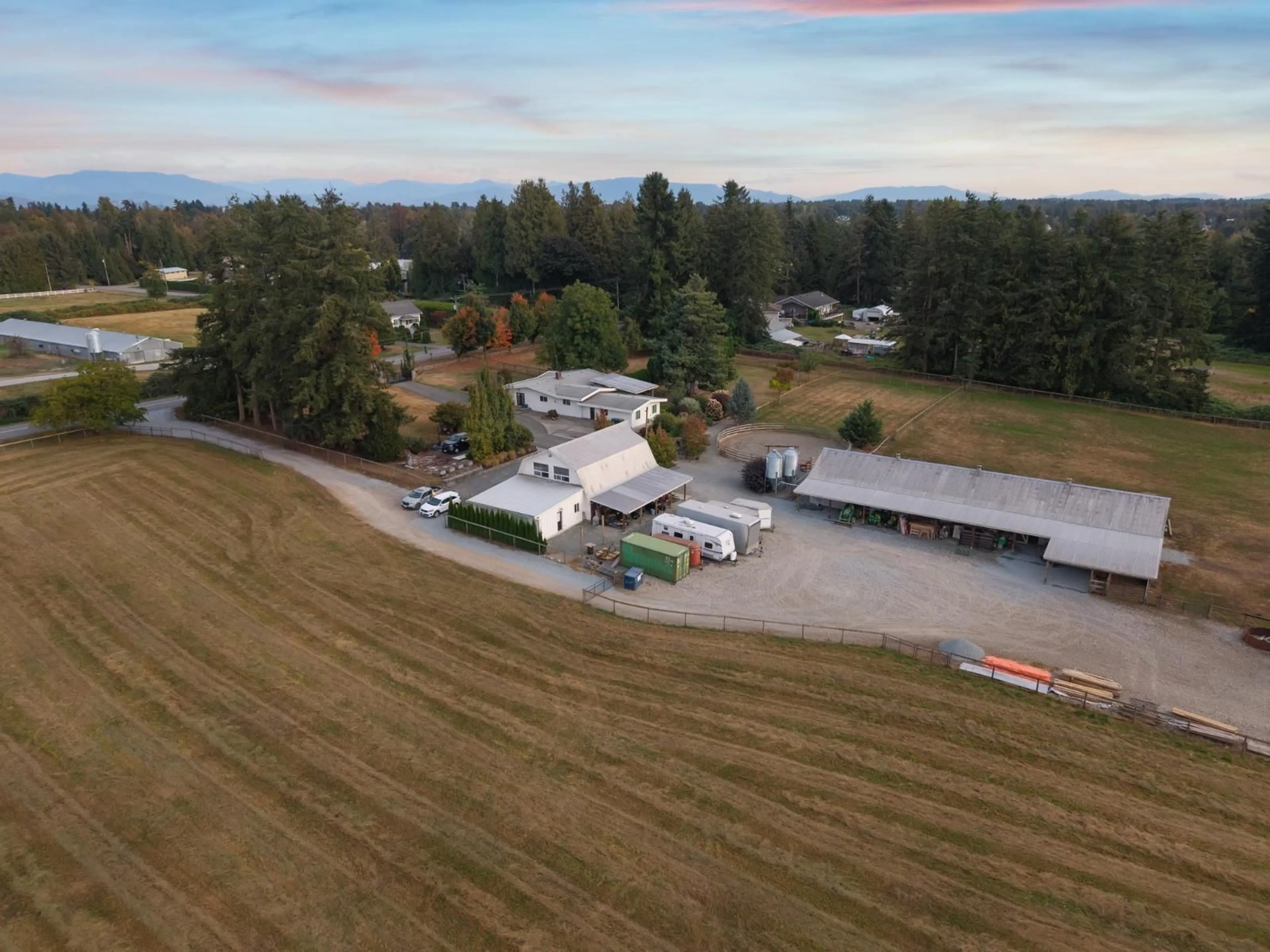 A pic from outside/outdoor area/front of a property/back of a property/a pic from drone, mountain view for 6035 BRADNER ROAD, Abbotsford British Columbia V4X2C7