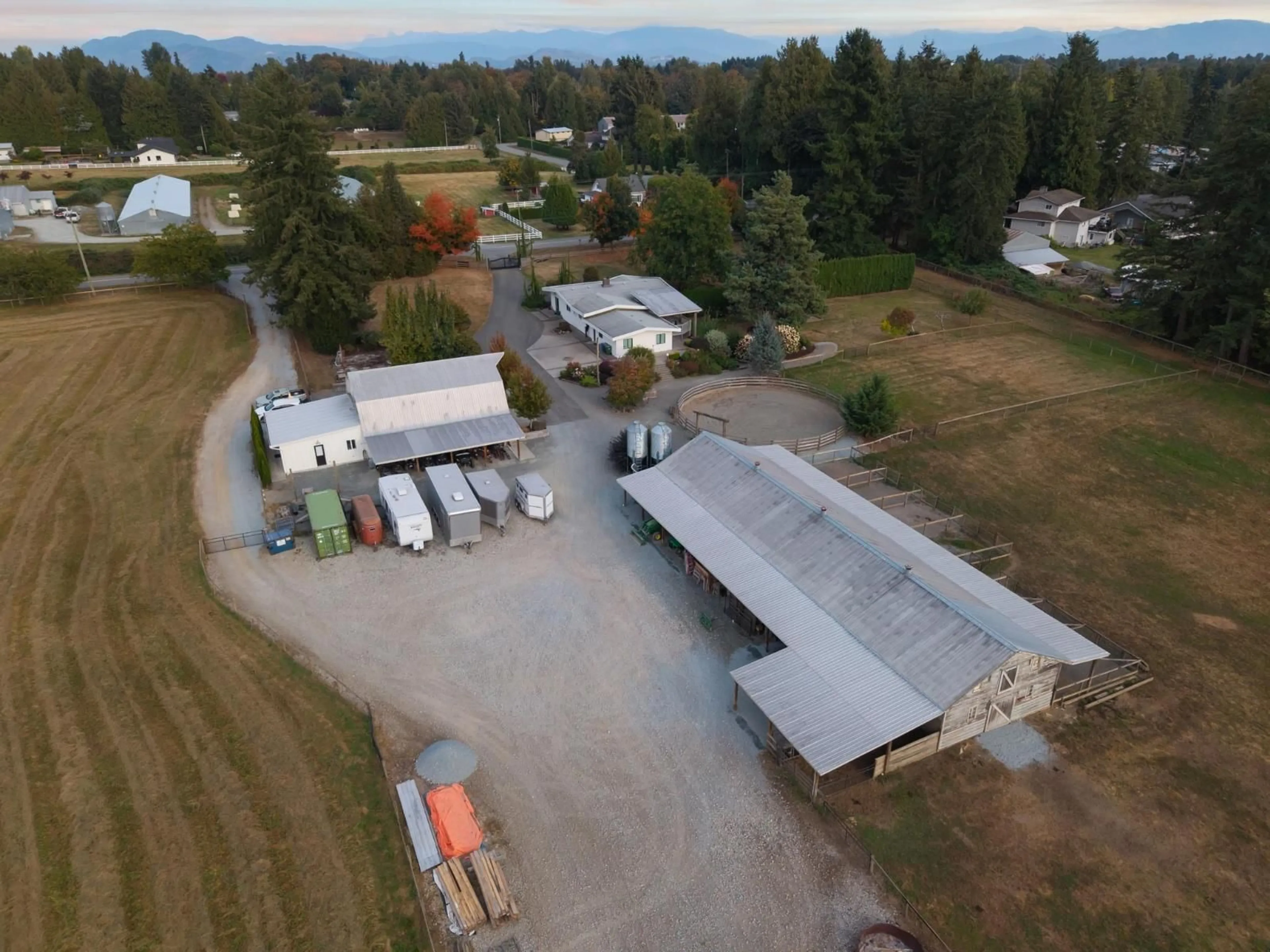 A pic from outside/outdoor area/front of a property/back of a property/a pic from drone, building for 6035 BRADNER ROAD, Abbotsford British Columbia V4X2C7