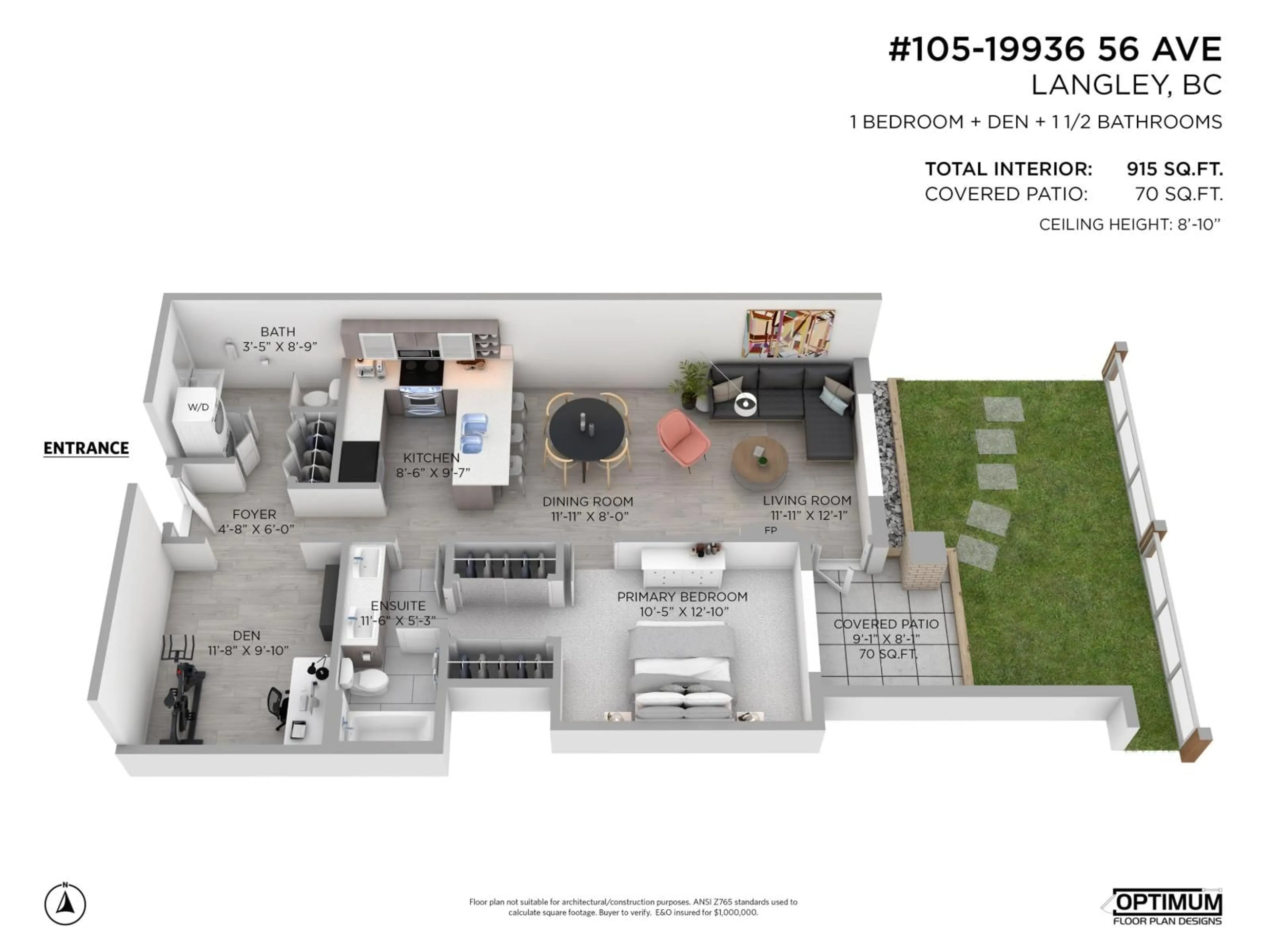 Floor plan for 105 - 19936 56 AVENUE, Langley British Columbia V3A0E1