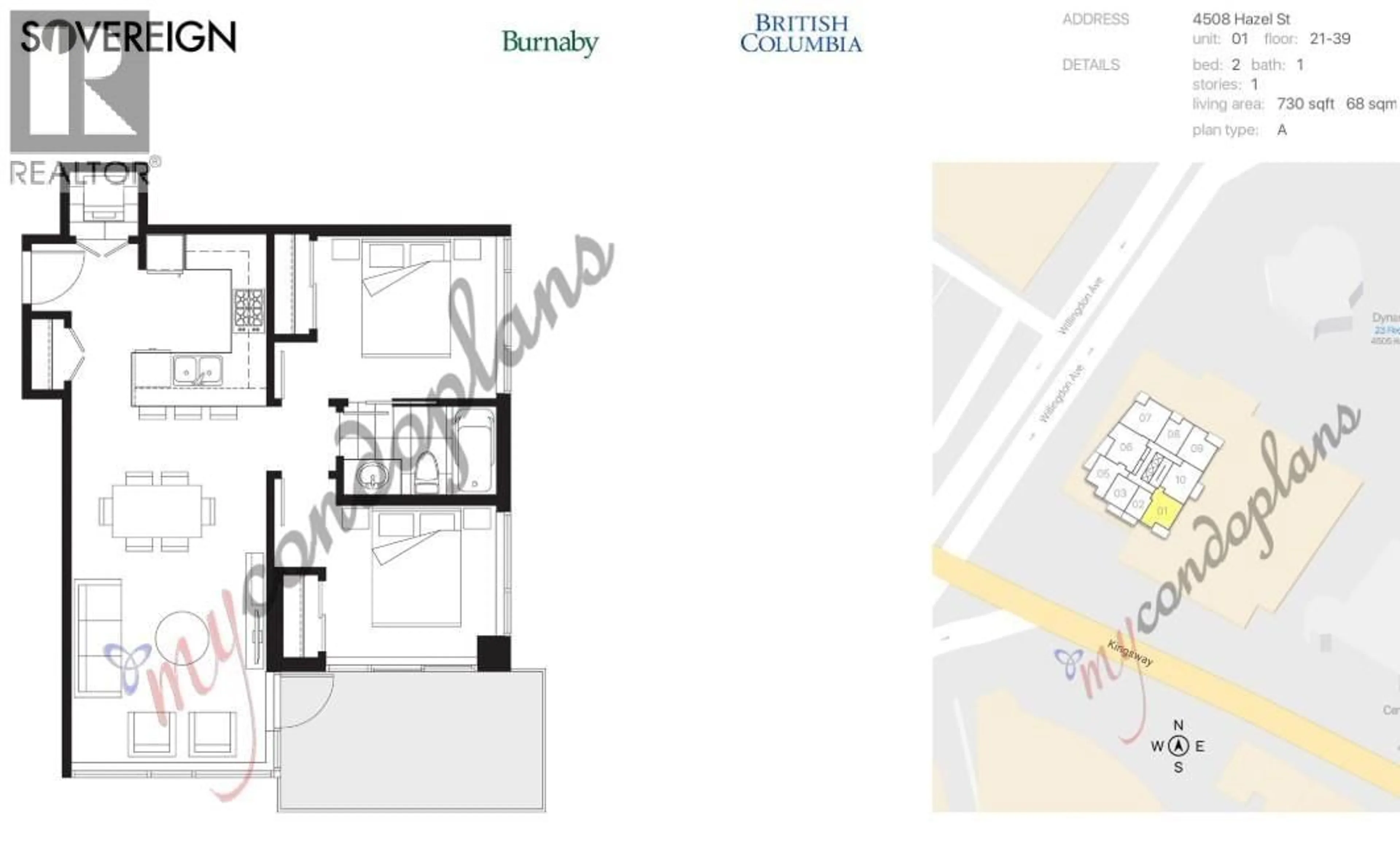 Floor plan for 3701 - 4508 HAZEL STREET, Burnaby British Columbia V5H0E4