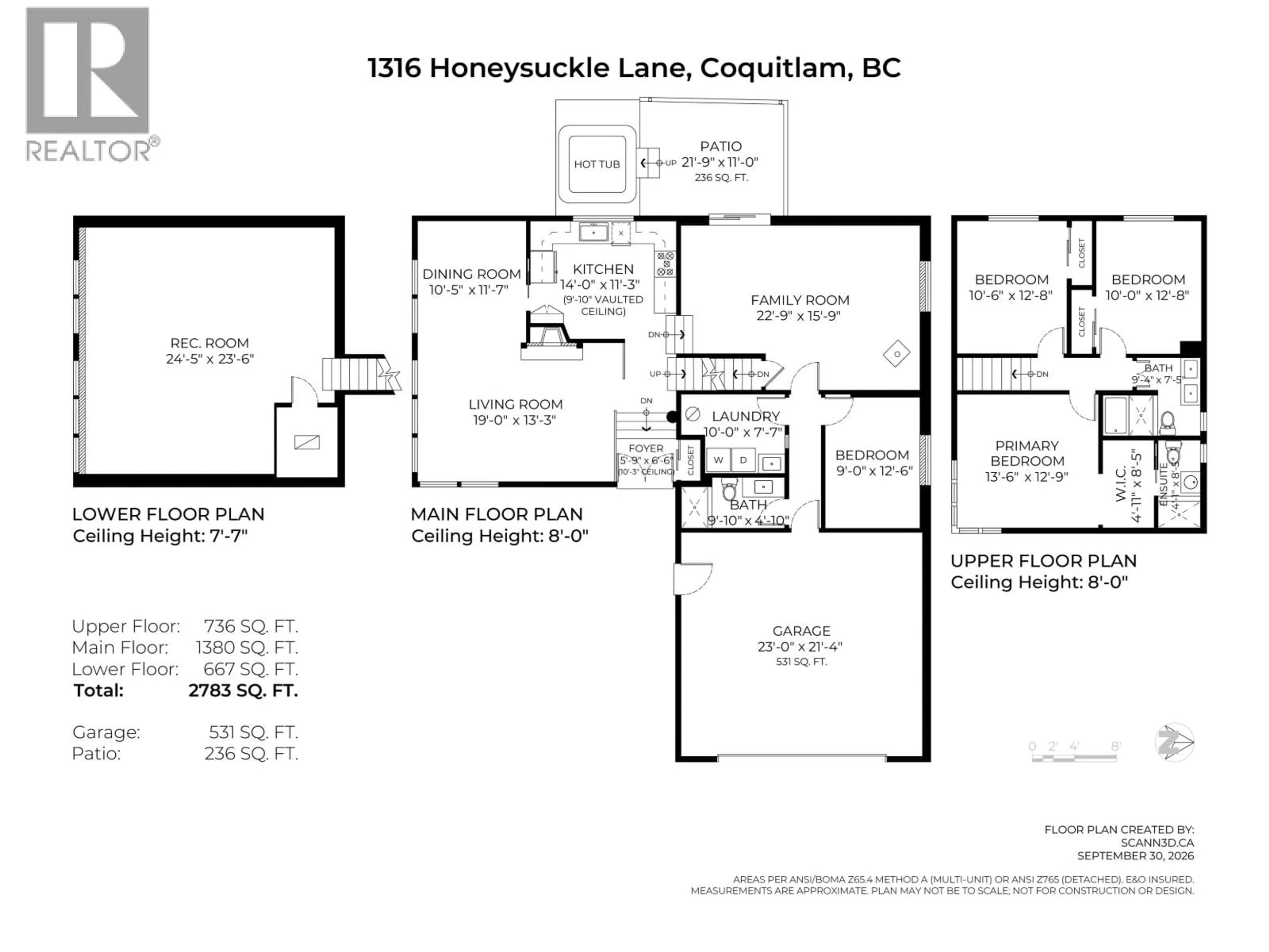 Floor plan for 1316 HONEYSUCKLE LANE, Coquitlam British Columbia V3E2H9