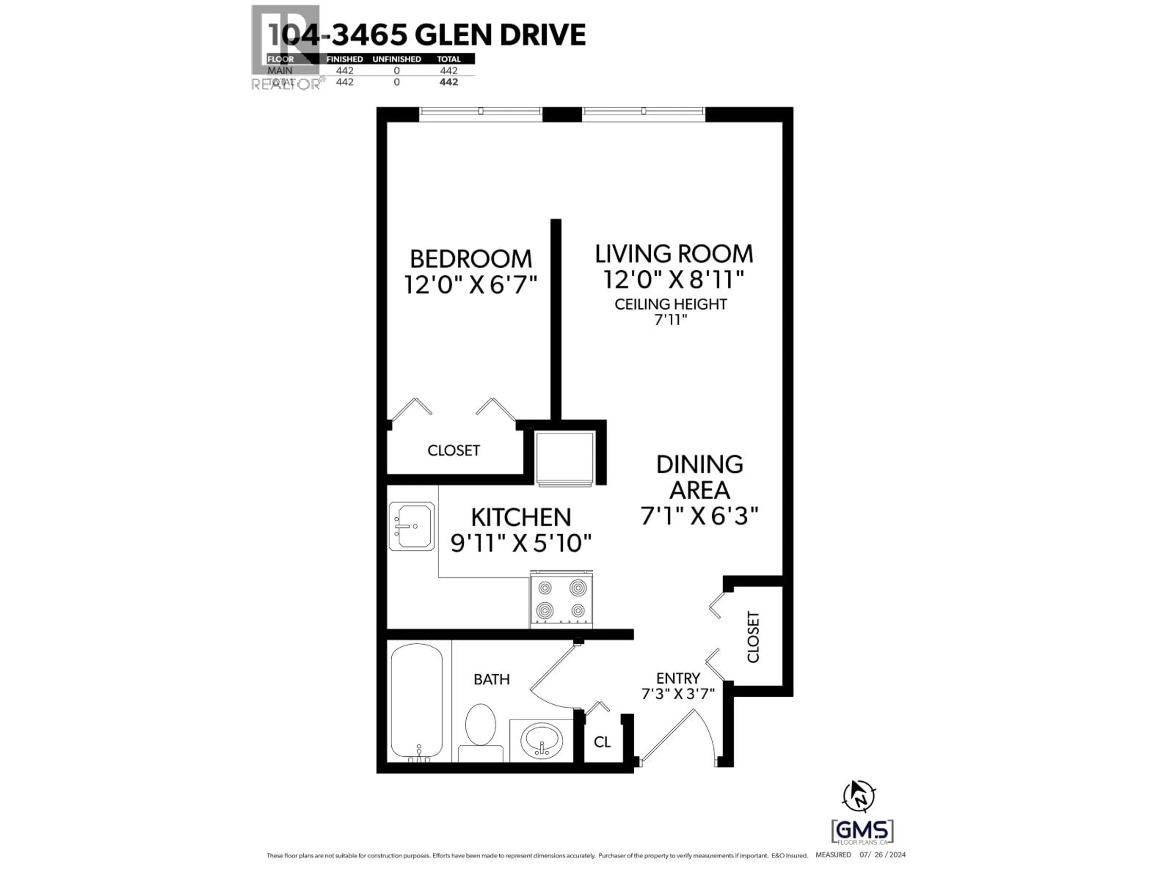Floor plan for 104 - 3465 GLEN DRIVE, Vancouver British Columbia V5V4S5