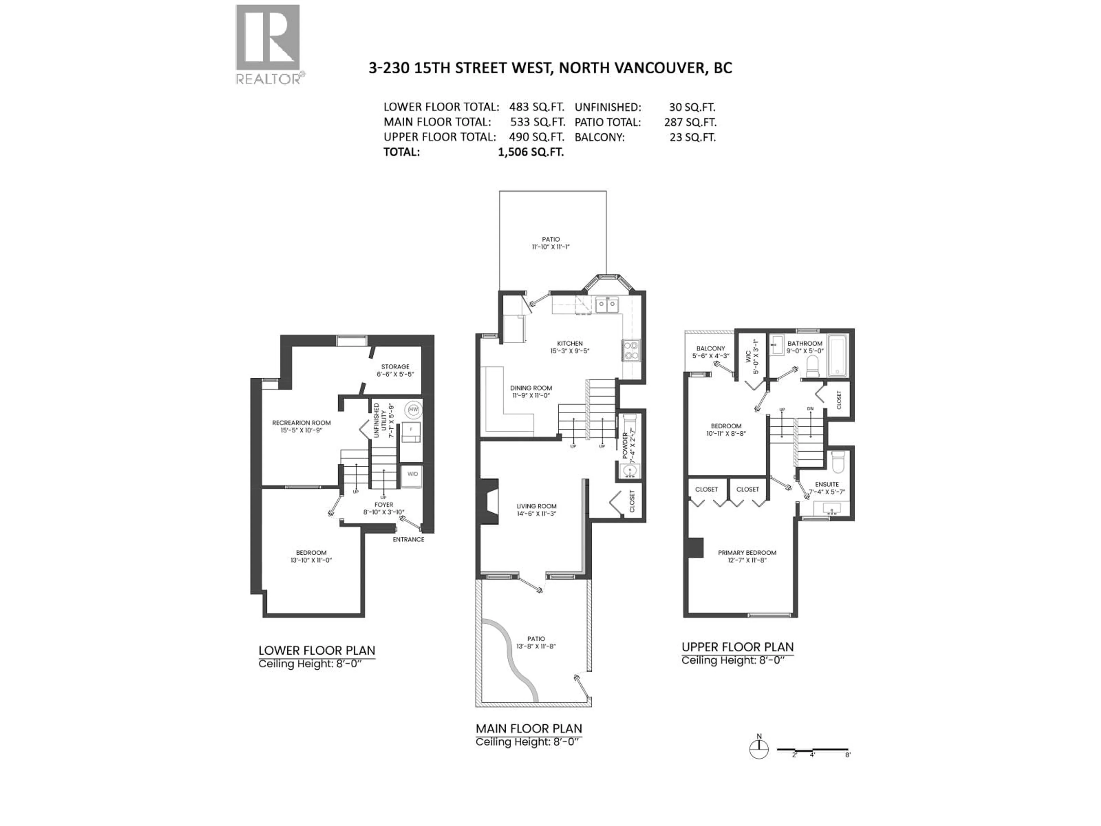 Floor plan for 3 - 230 15TH STREET, North Vancouver British Columbia V7M1S2