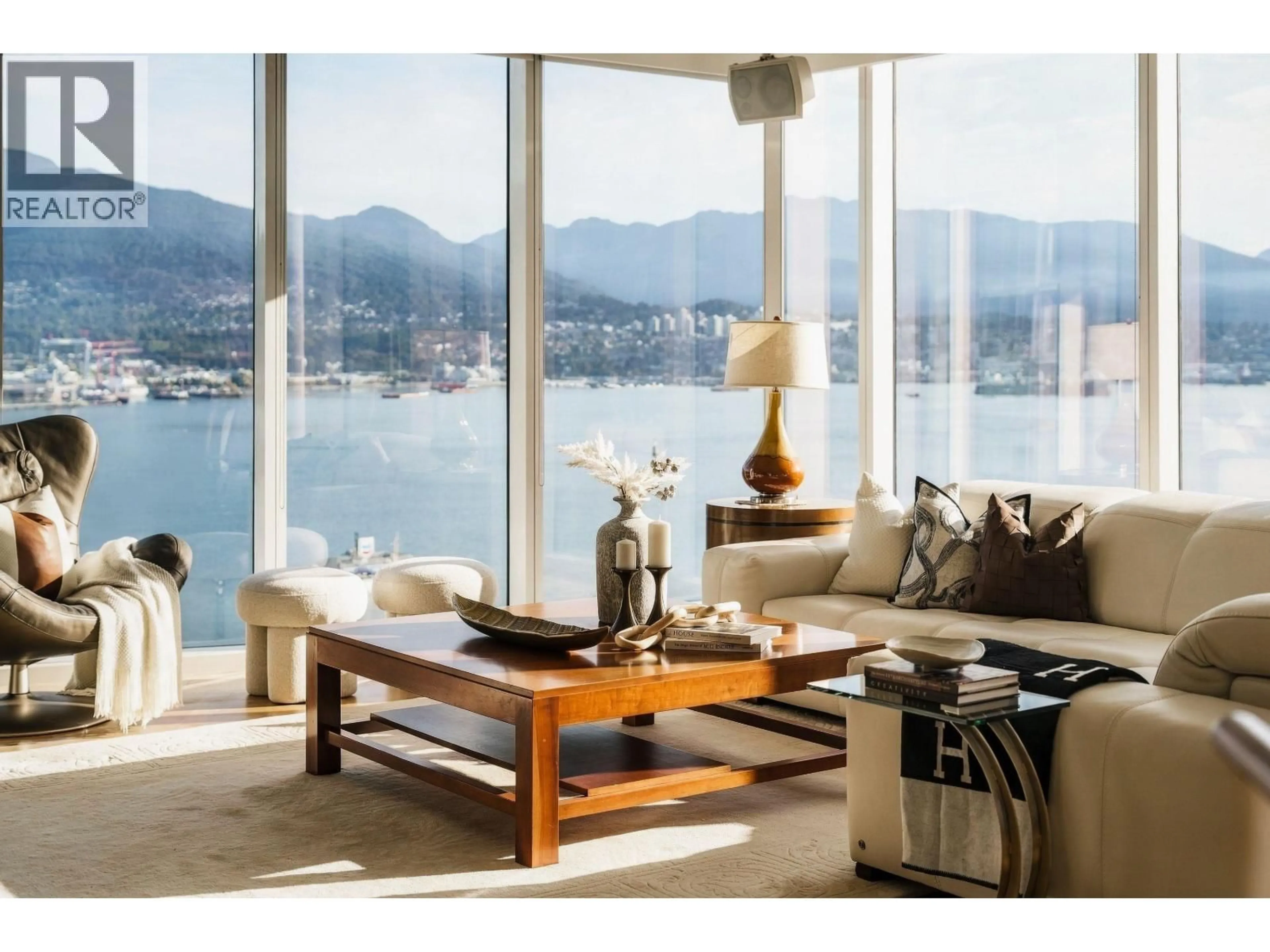 Living room with furniture, wood/laminate floor for 2602 - 1281 CORDOVA STREET, Vancouver British Columbia V6C3R5