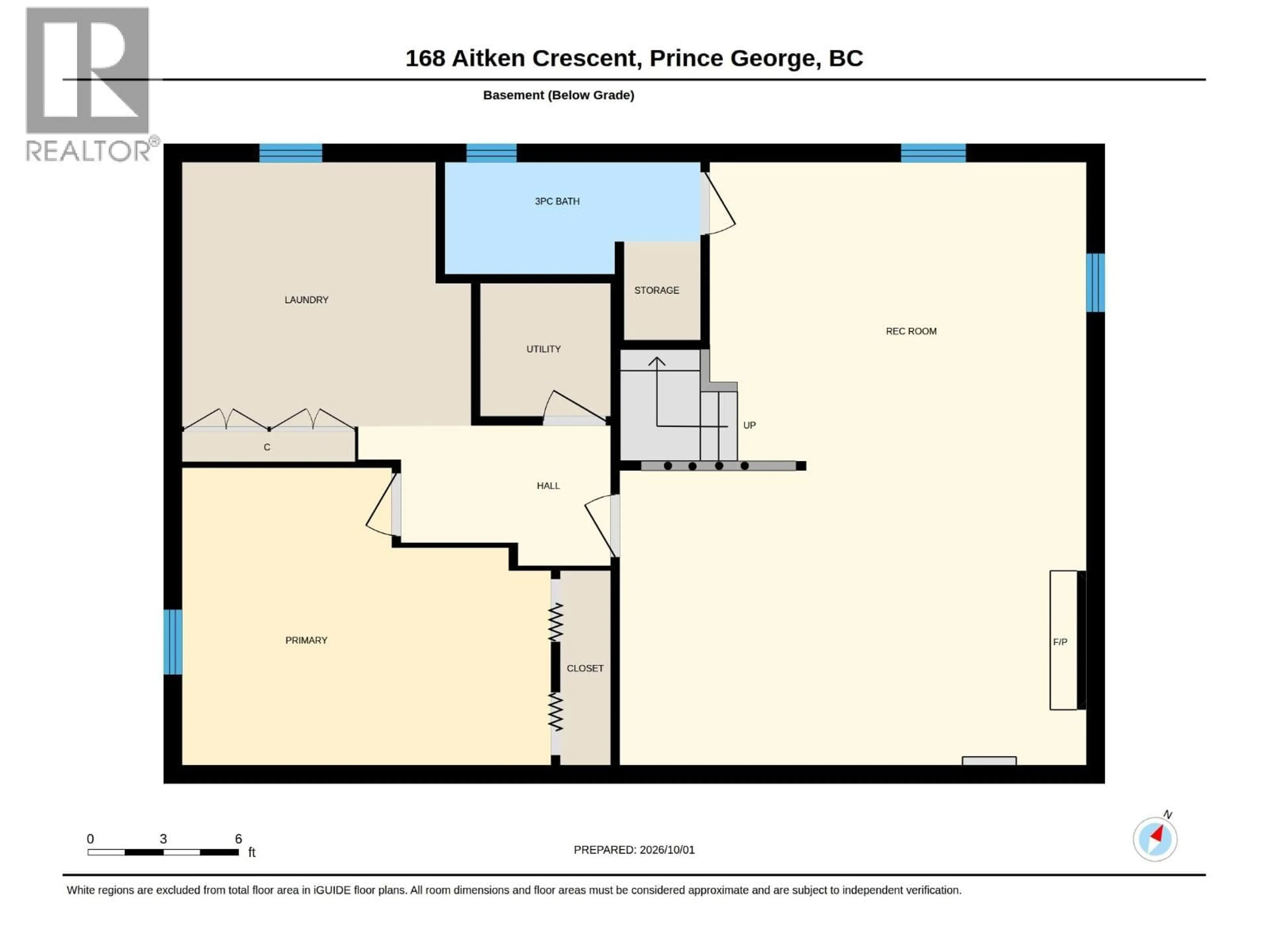 Floor plan for 168 AITKEN CRESCENT, Prince George British Columbia V2L4N1