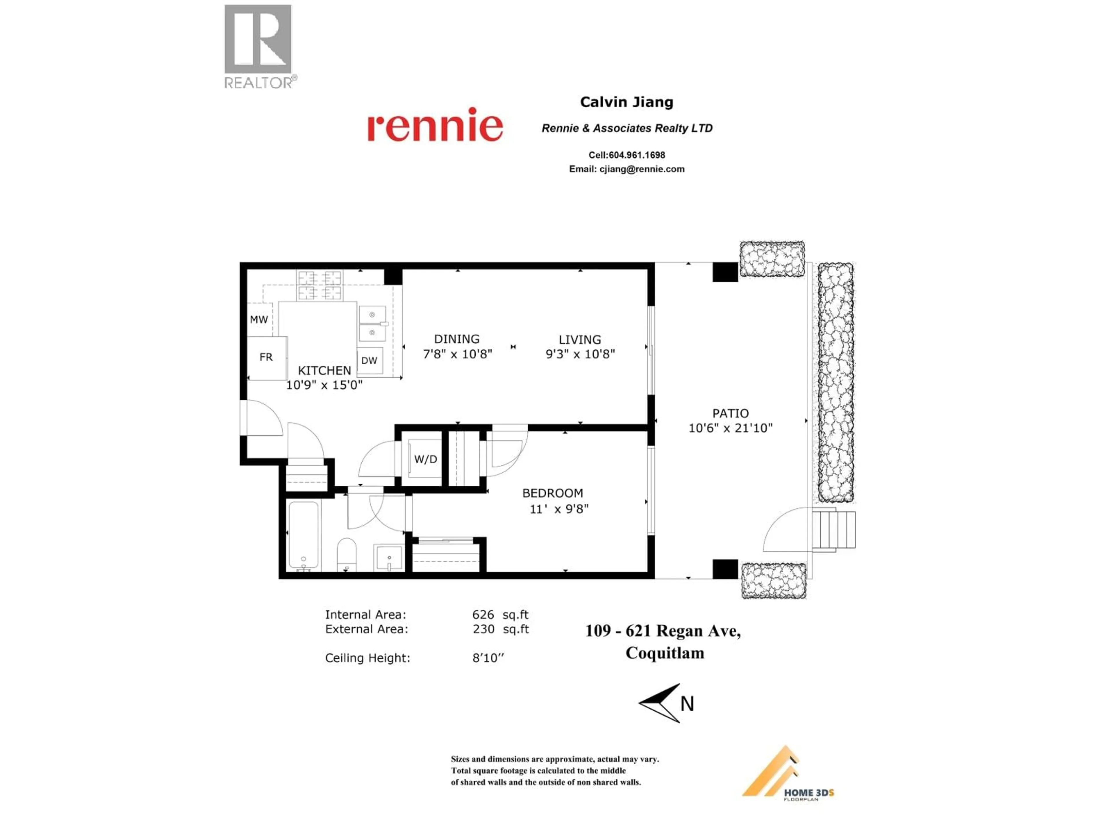 Floor plan for 109 - 621 REGAN AVENUE, Coquitlam British Columbia V3J0K1