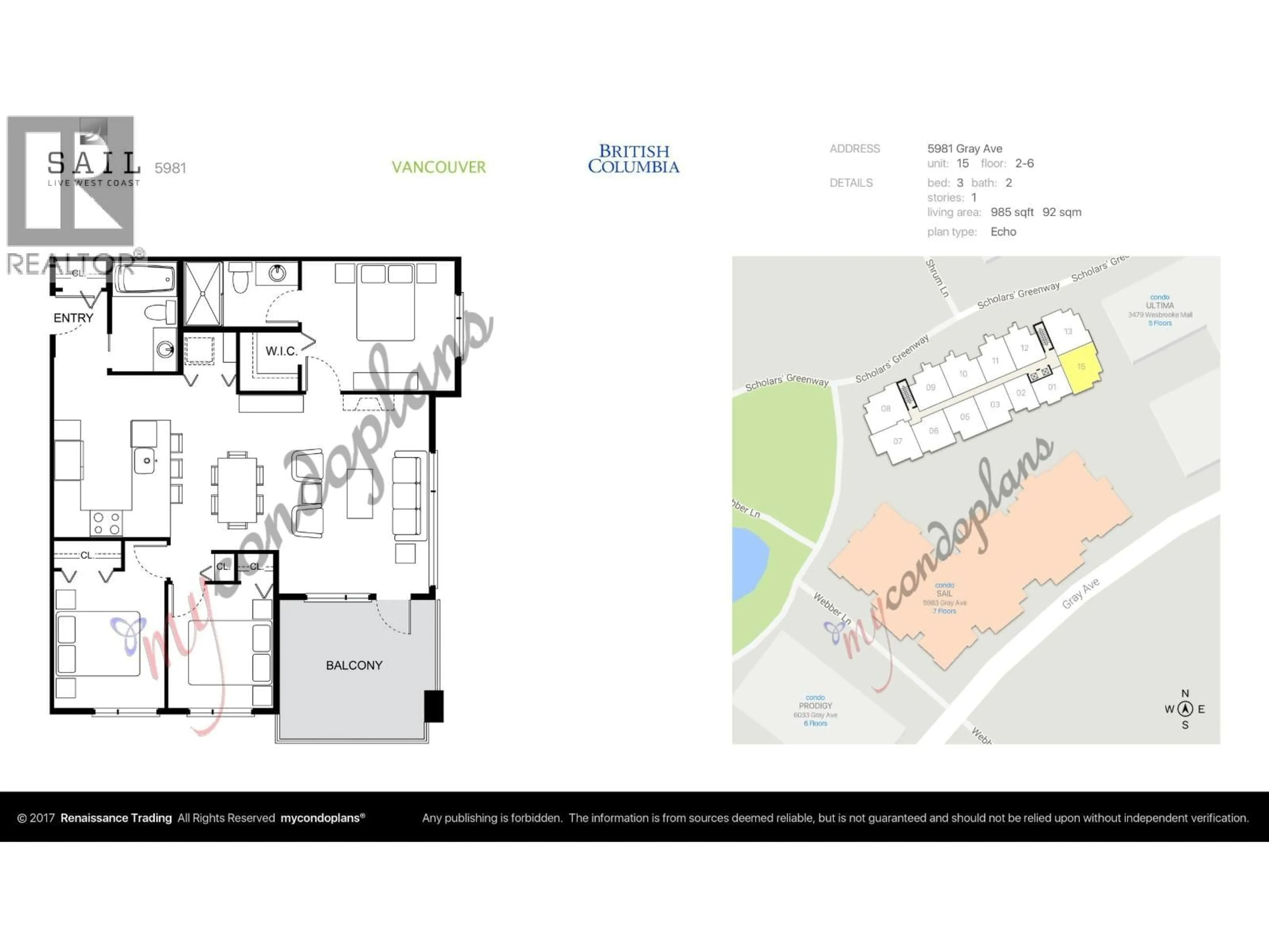 Floor plan for 315 - 5981 GRAY AVENUE, Vancouver British Columbia V6S0G1