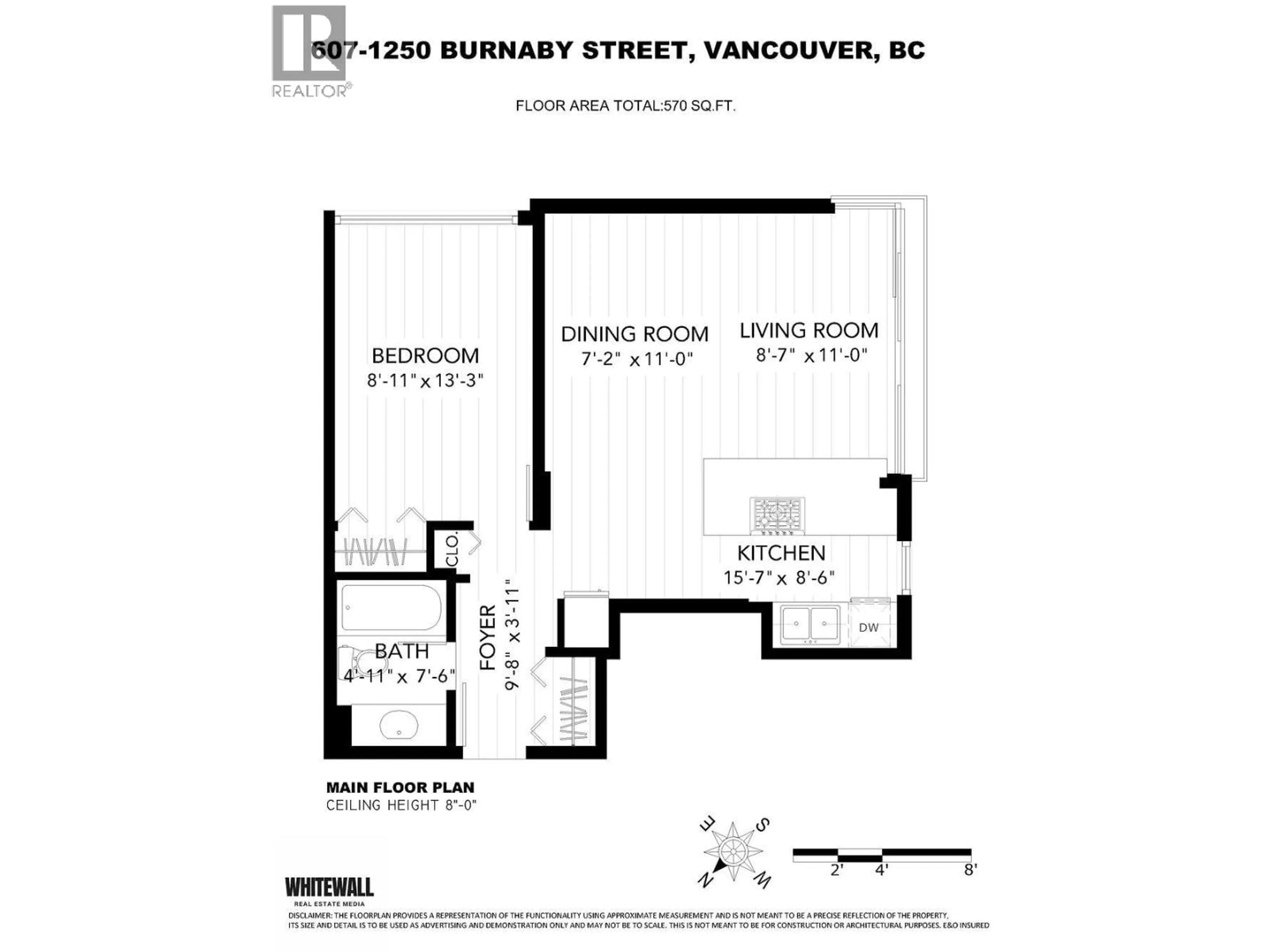 Floor plan for 607 - 1250 BURNABY STREET, Vancouver British Columbia V6E1P6