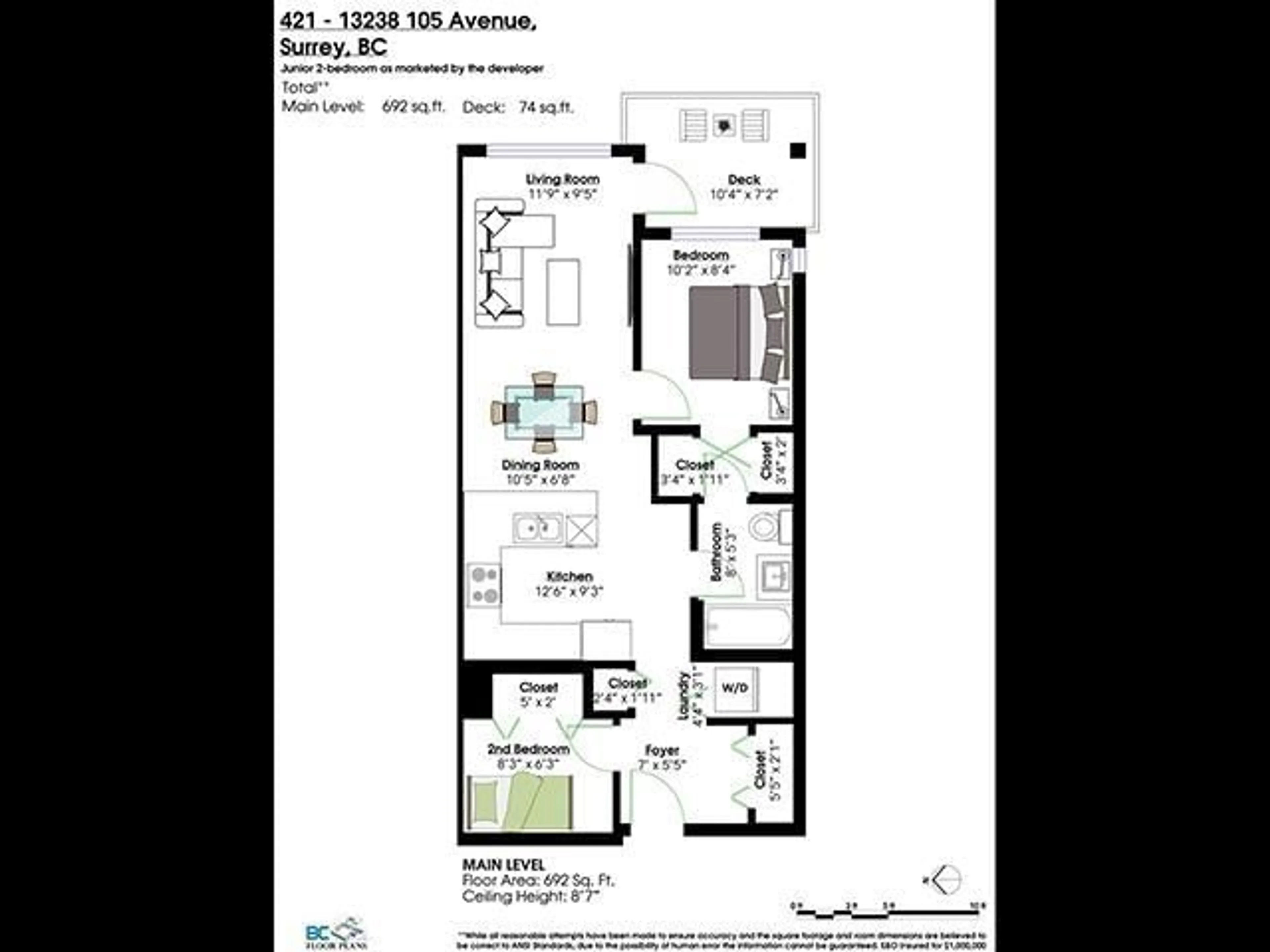 Floor plan for 421 - 13238 105 AVENUE, Surrey British Columbia V3T0W1
