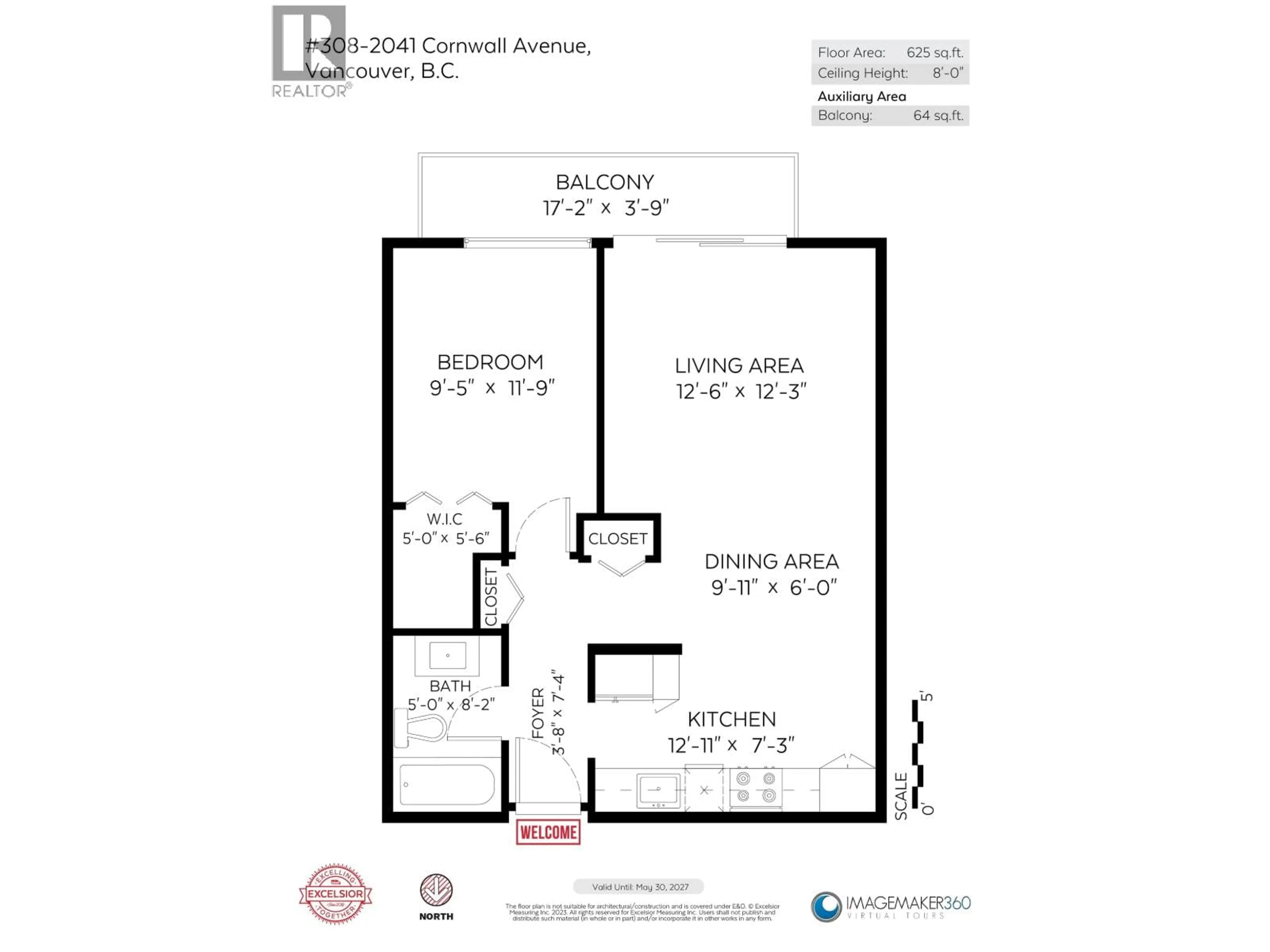 Floor plan for 308 - 2040 CORNWALL AVENUE, Vancouver British Columbia V6J1E1