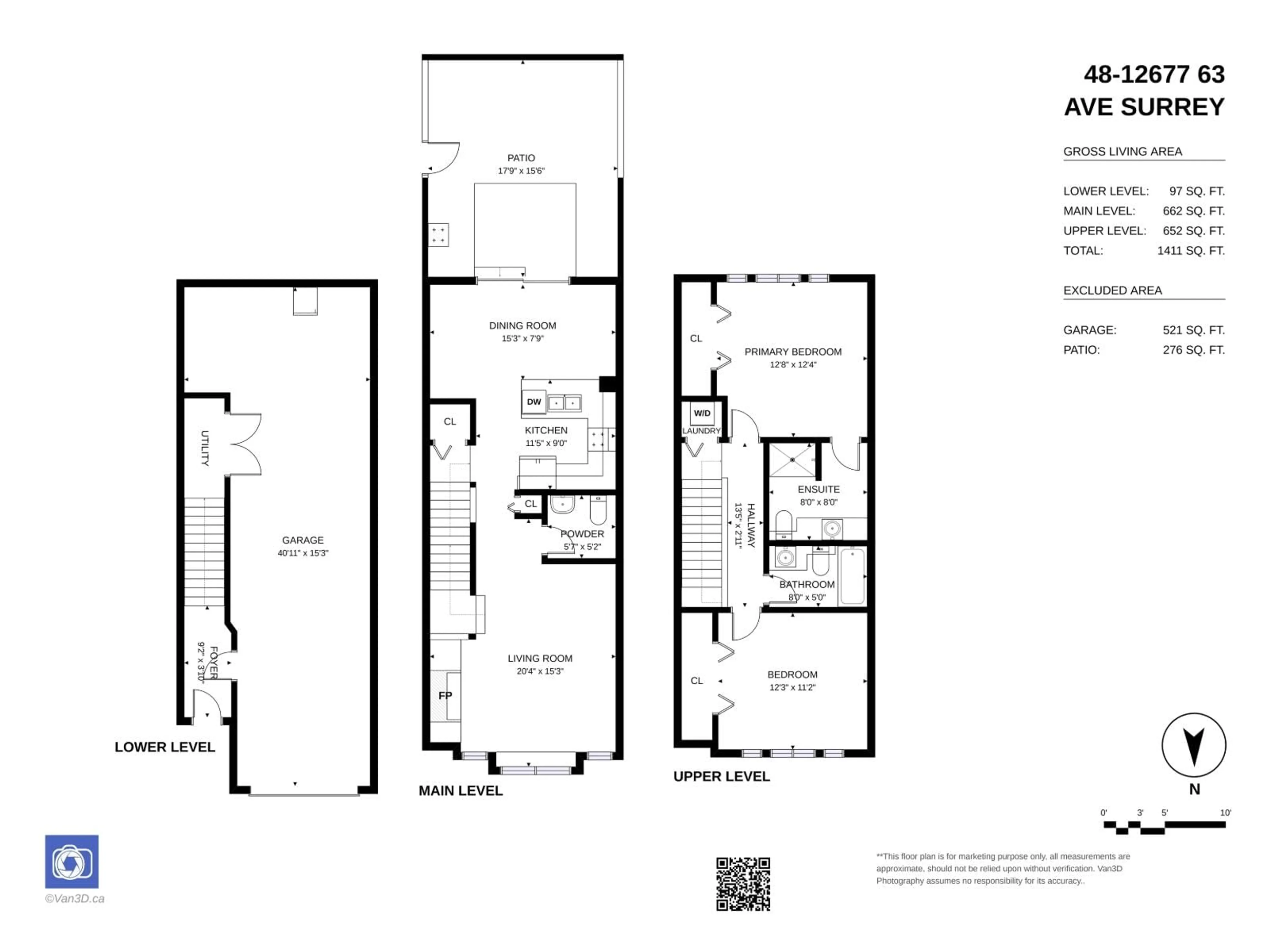 Floor plan for 48 - 12677 63 AVENUE, Surrey British Columbia V3X3T3