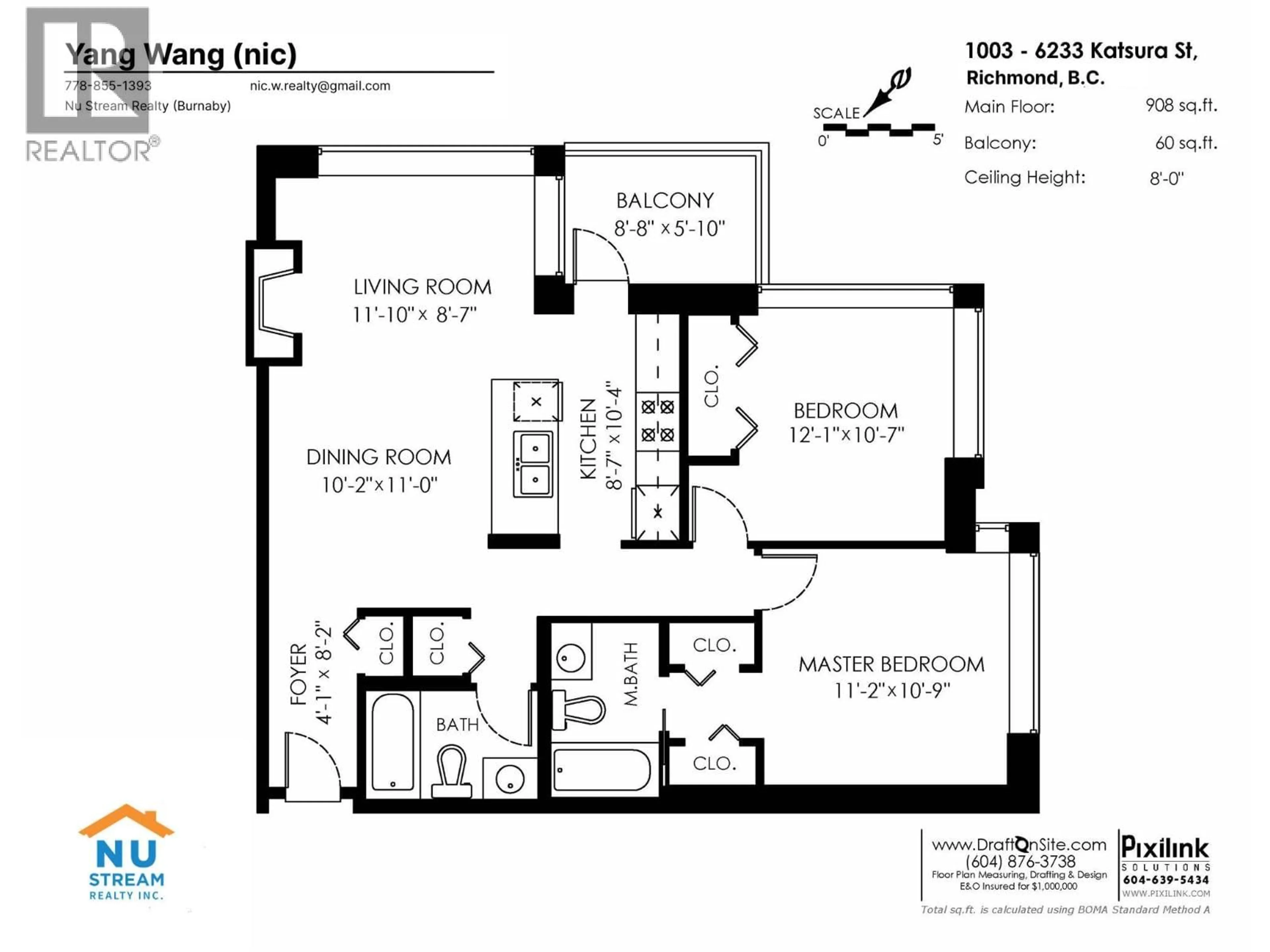Floor plan for 1003 - 6233 KATSURA STREET, Richmond British Columbia V6Y4K1