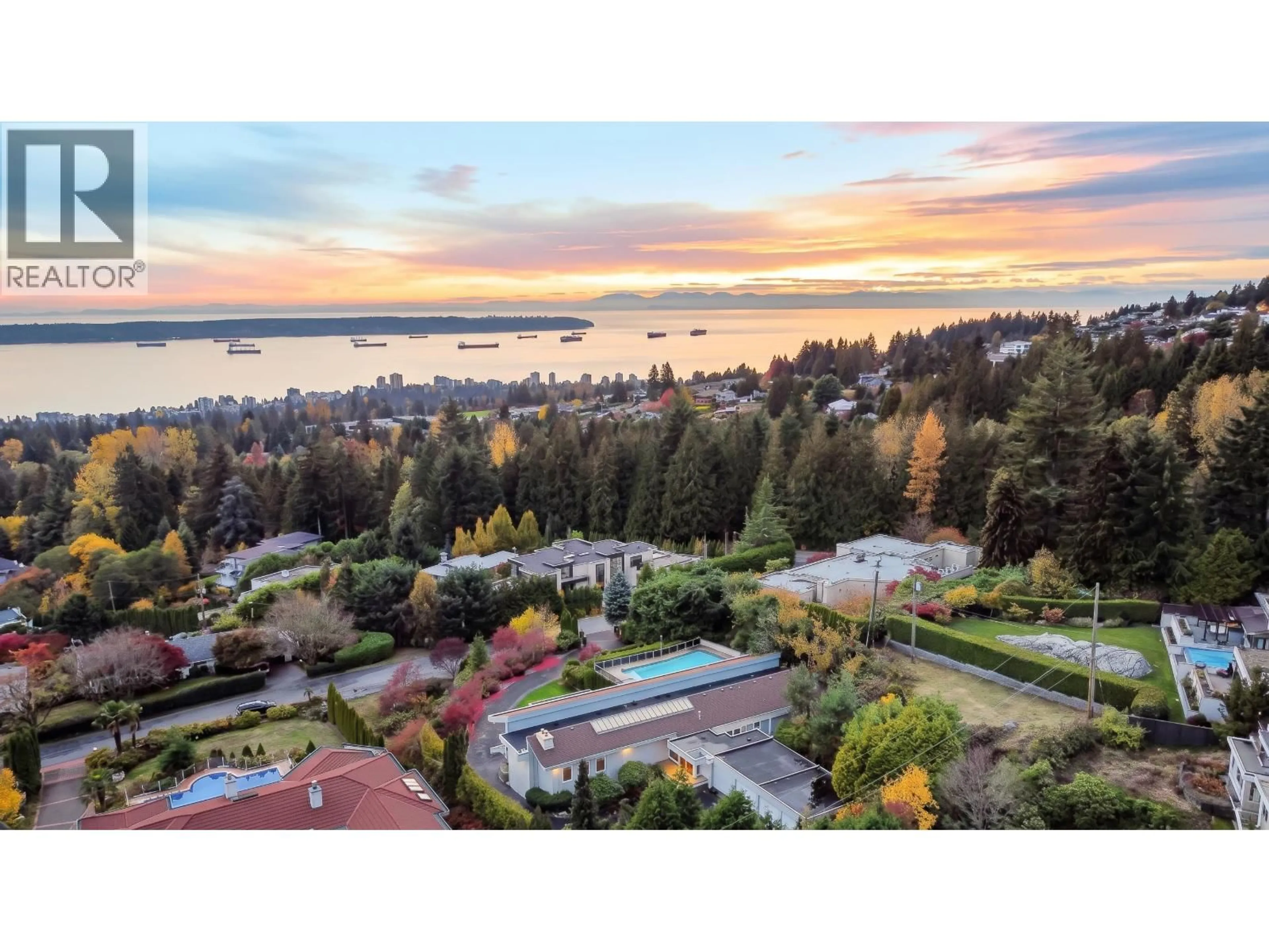A pic from outside/outdoor area/front of a property/back of a property/a pic from drone, water/lake/river/ocean view for 1035 KING GEORGES WAY, West Vancouver British Columbia V7S1S6