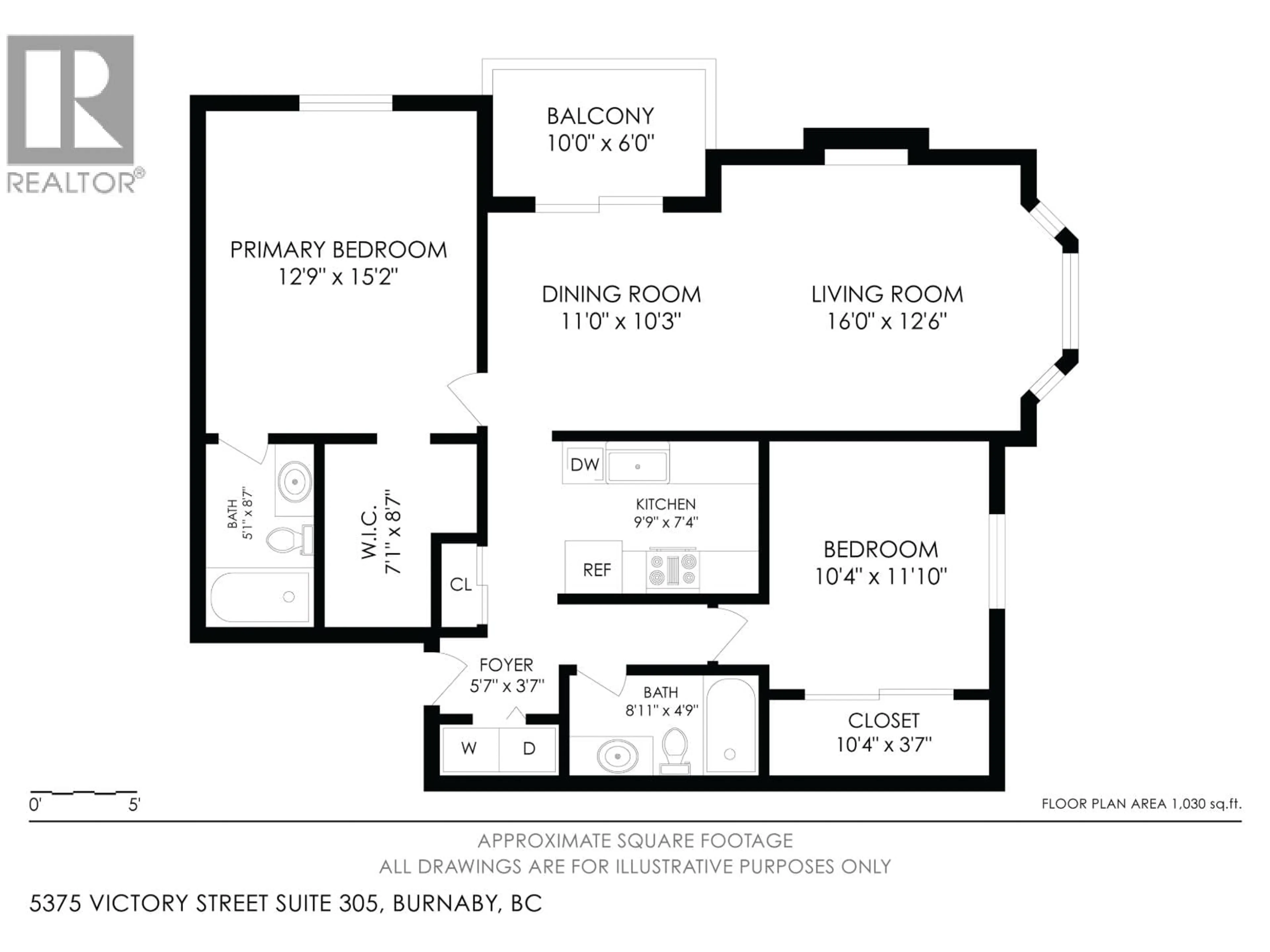 Floor plan for 305 - 5375 VICTORY STREET, Burnaby British Columbia V5J1T2