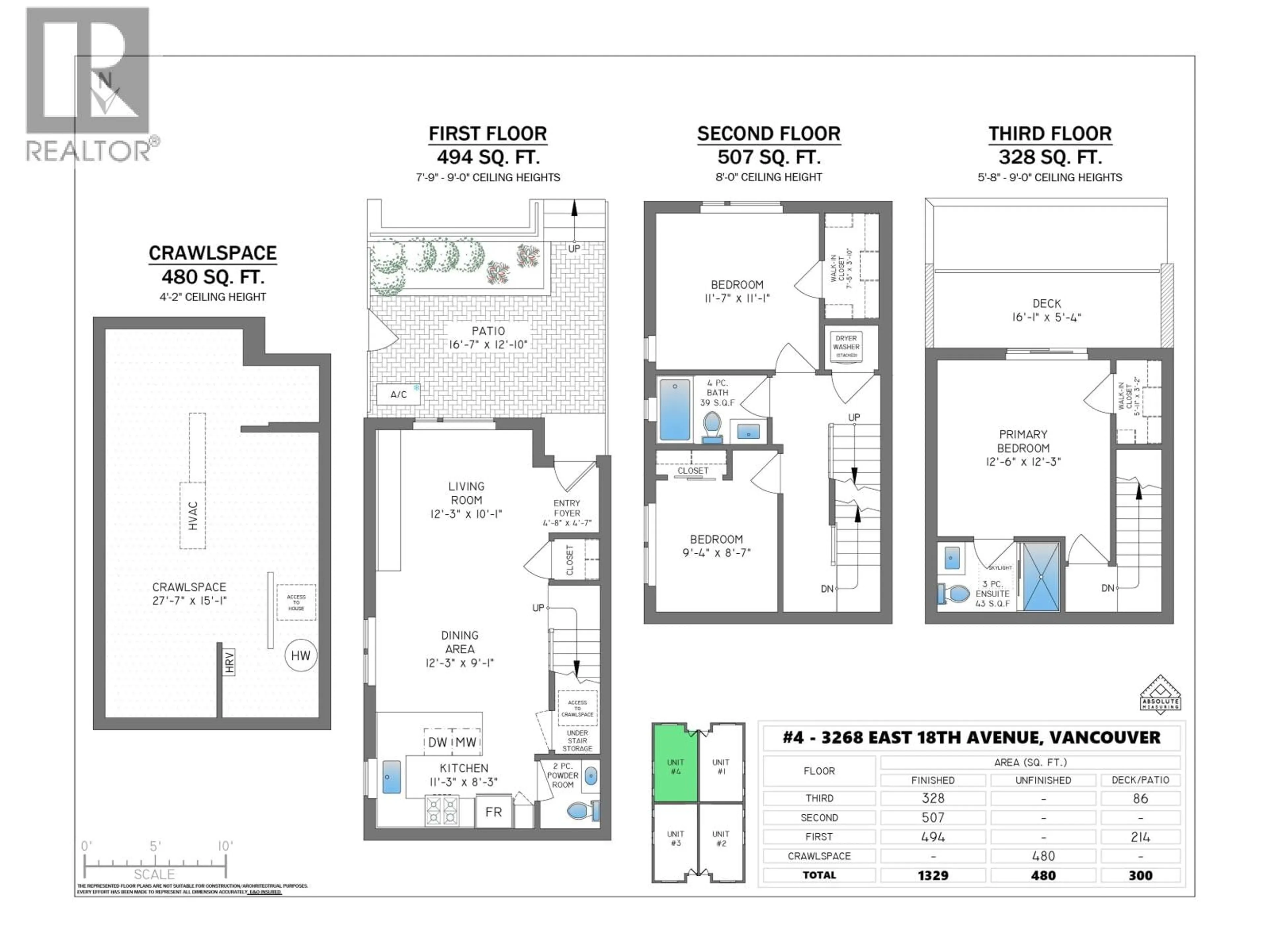 Floor plan for 4 - 3268 18 AVENUE, Vancouver British Columbia V5M2R7
