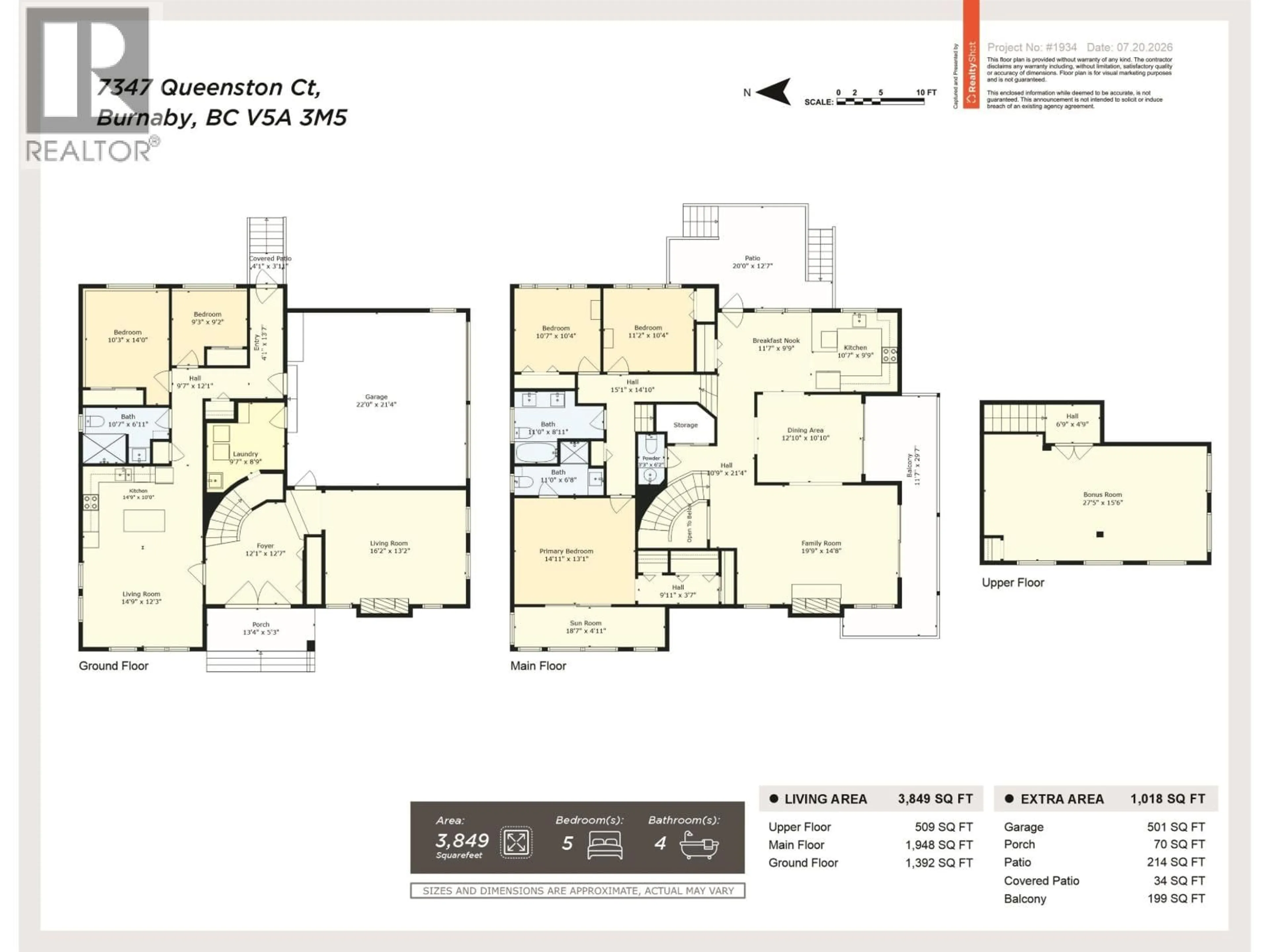 Floor plan for 7347 QUEENSTON COURT, Burnaby British Columbia V5A3M5