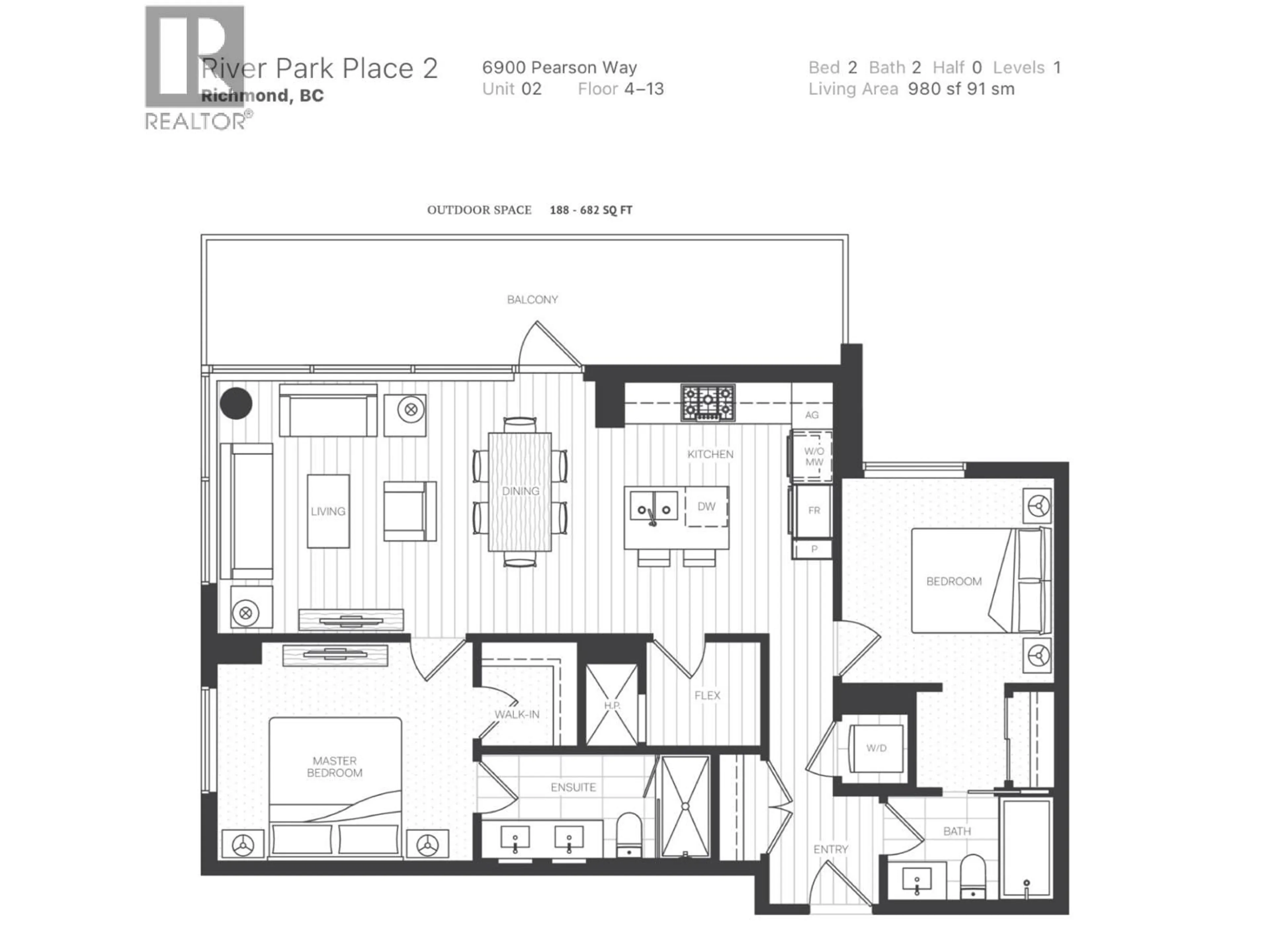 Floor plan for 702 - 6900 PEARSON WAY, Richmond British Columbia V7C0C9
