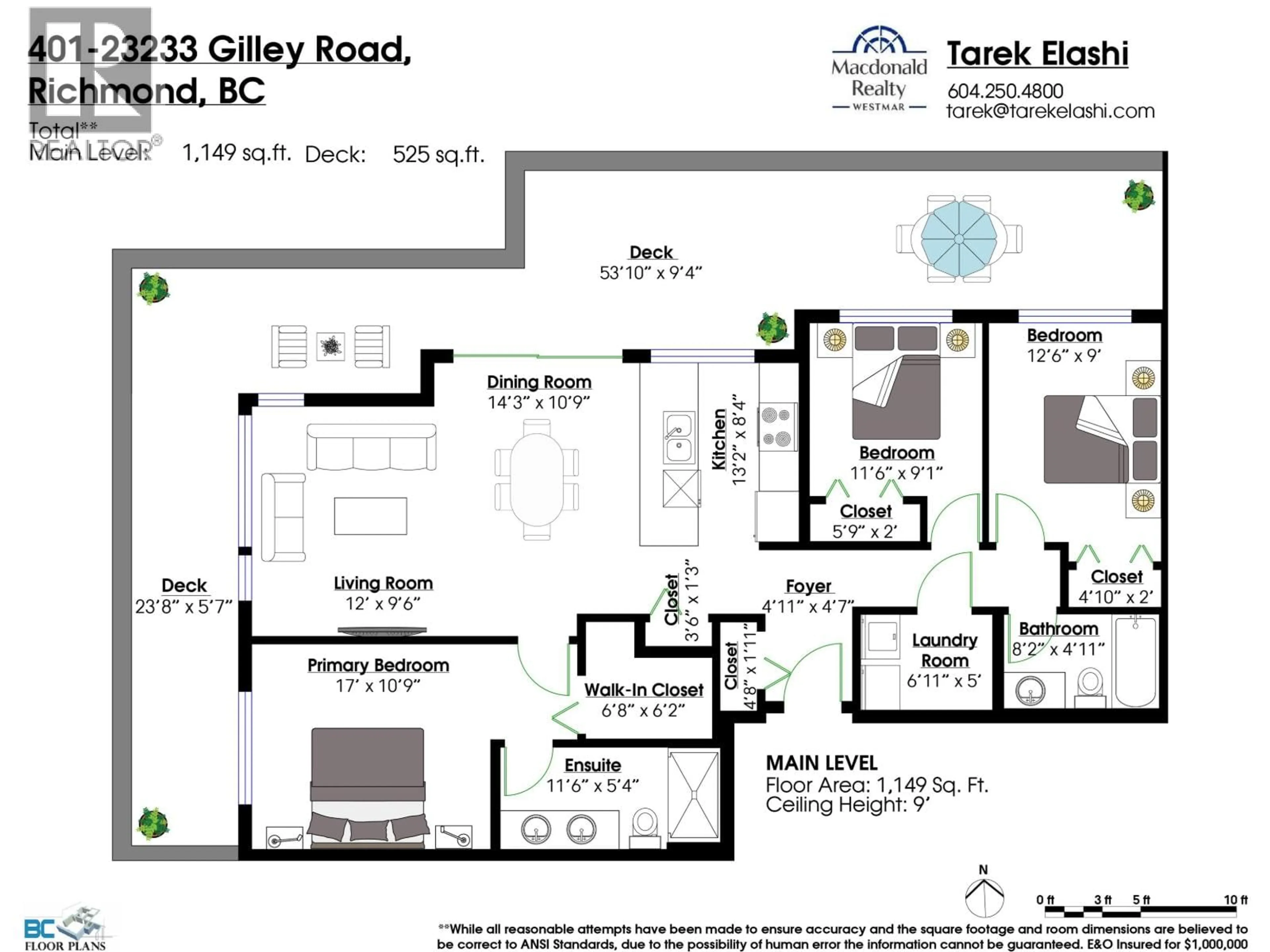 Floor plan for 401 - 23233 GILLEY ROAD, Richmond British Columbia V6V1E6