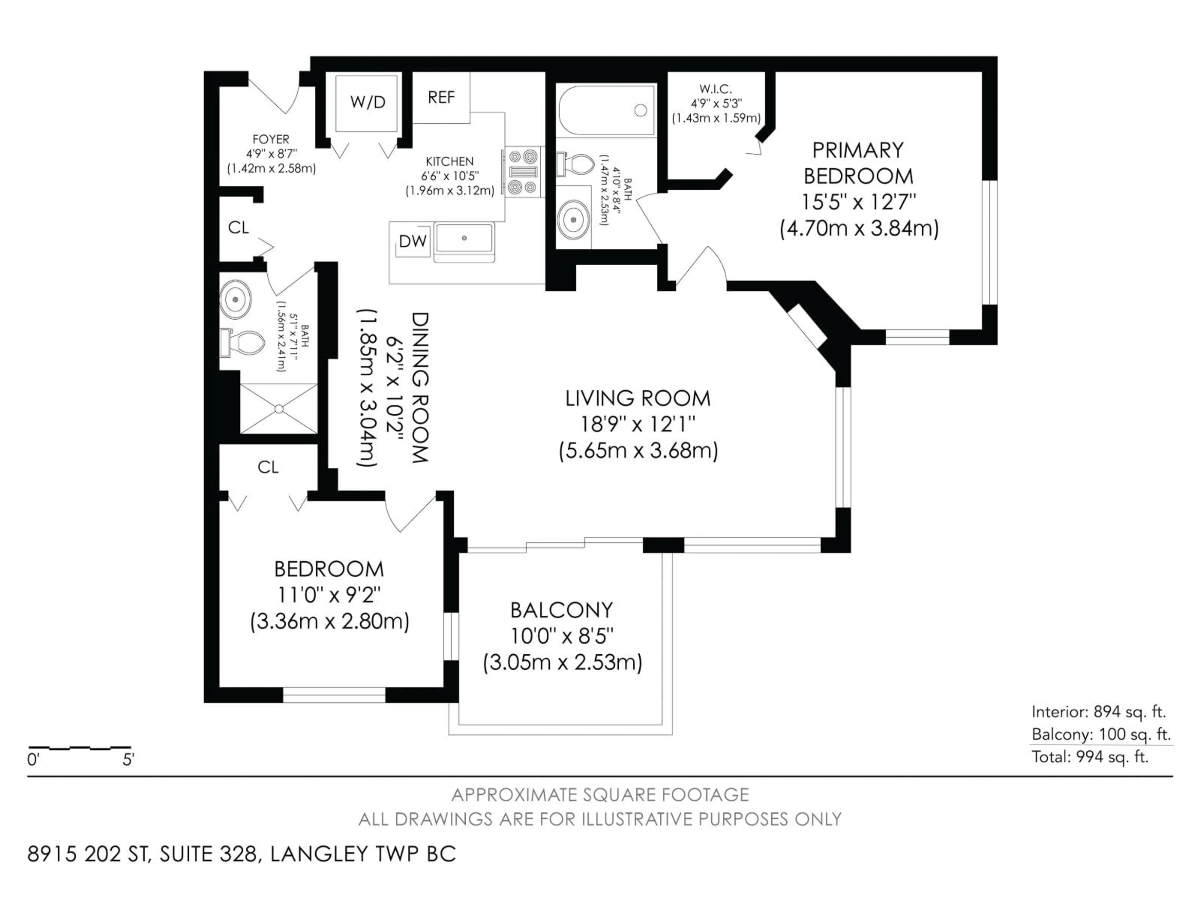 Floor plan for 328 - 8915 202 STREET, Langley British Columbia V1M0B5