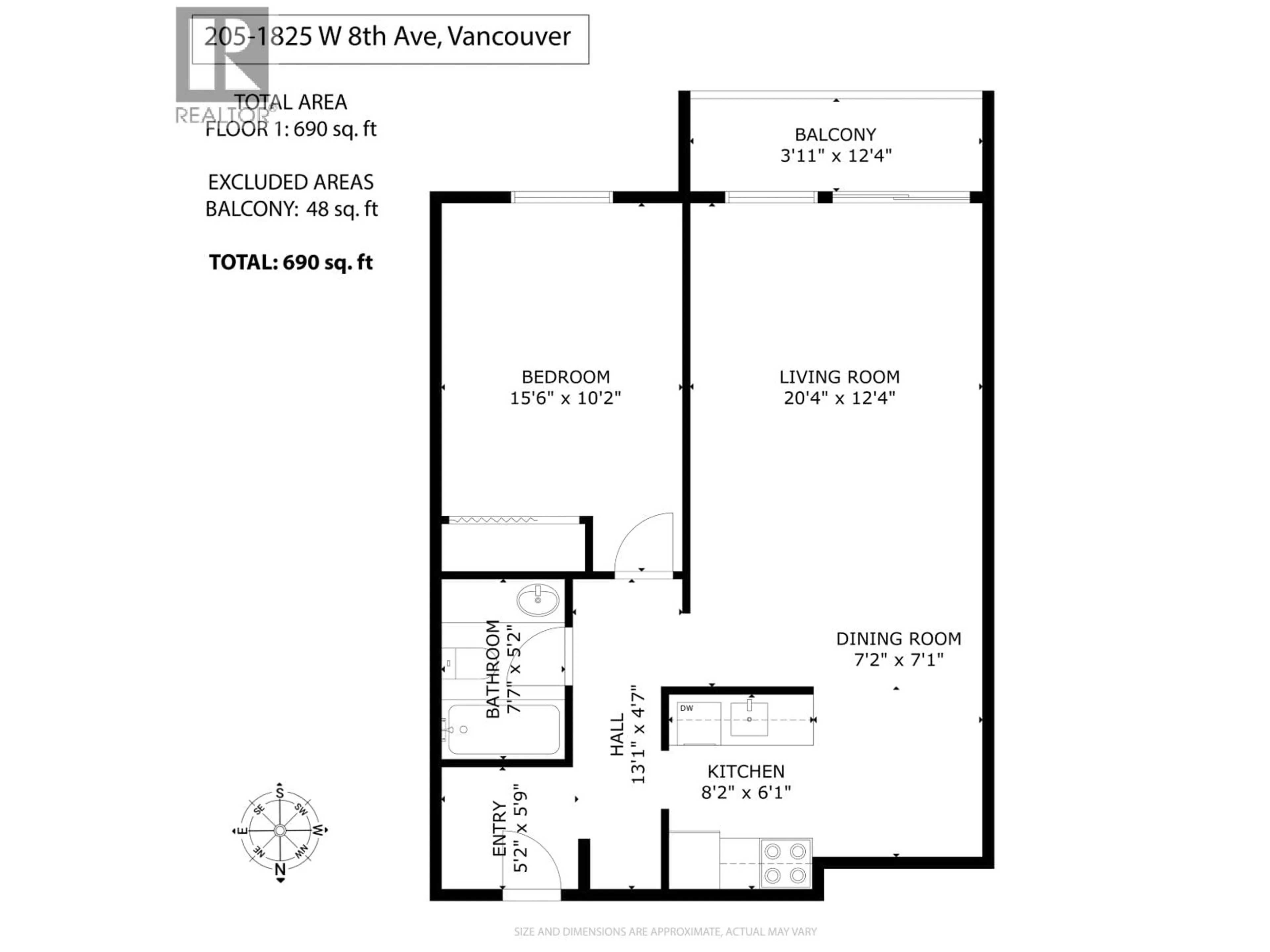Floor plan for 205 - 1825 8TH AVENUE, Vancouver British Columbia V6J1V9