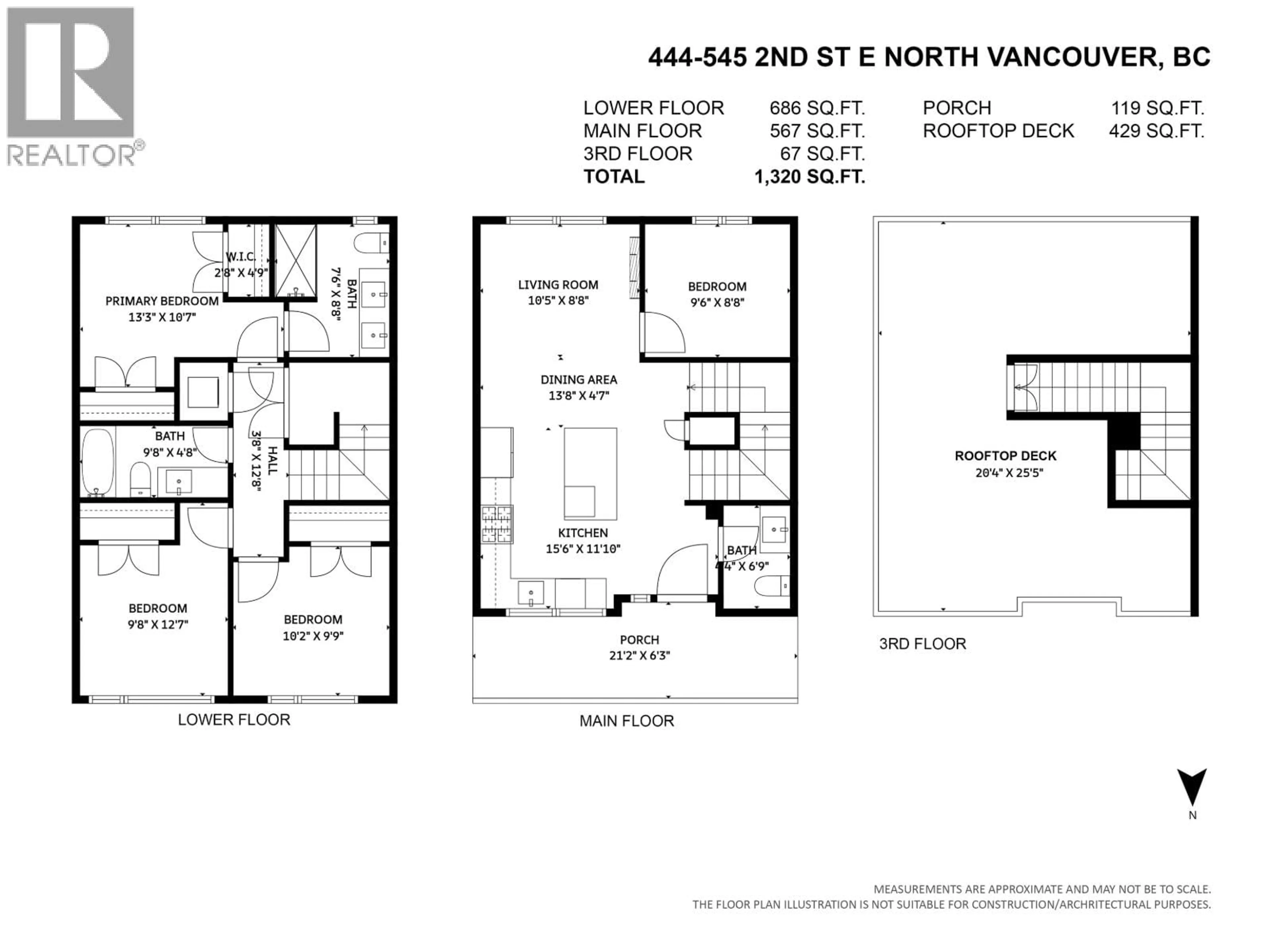 Floor plan for 444 - 545 2ND STREET, North Vancouver British Columbia V7L1E1
