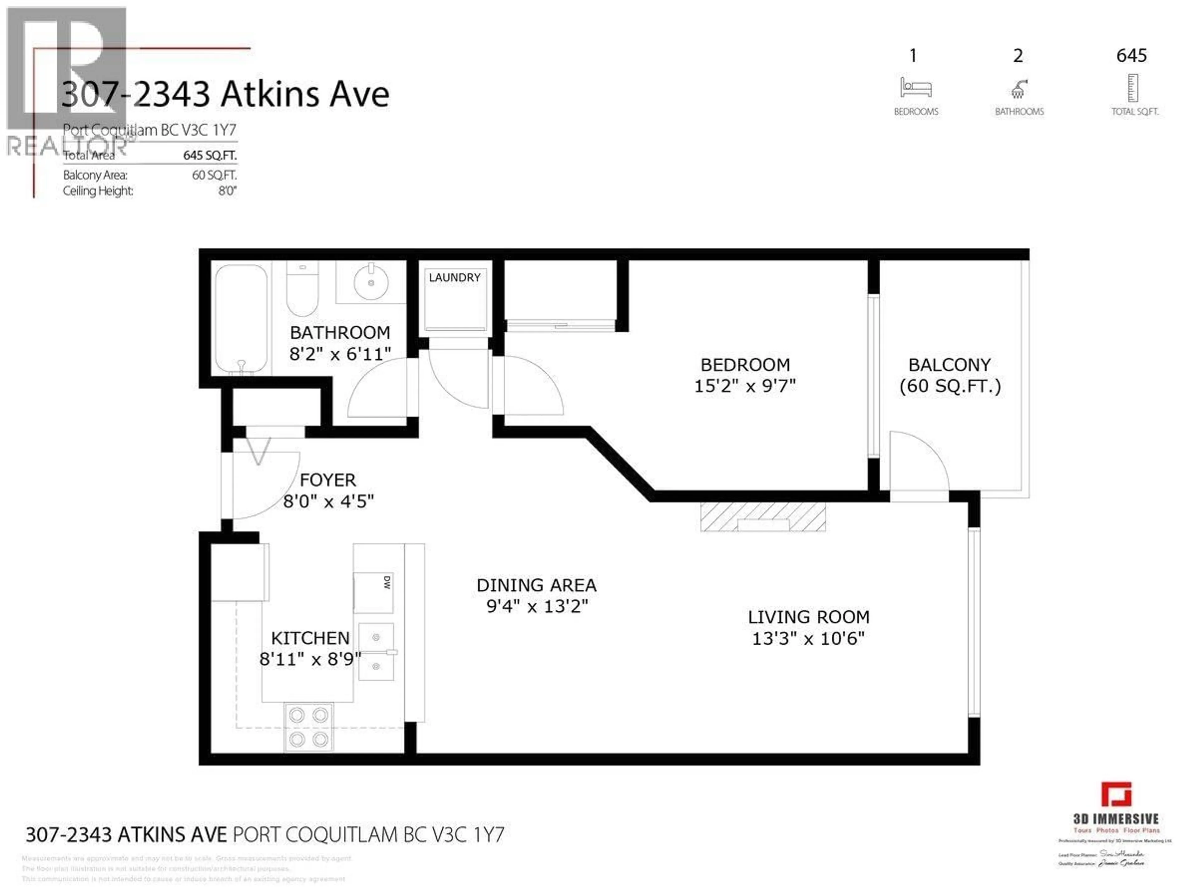 Floor plan for 307 - 2343 ATKINS AVENUE, Port Coquitlam British Columbia V3C1Y7