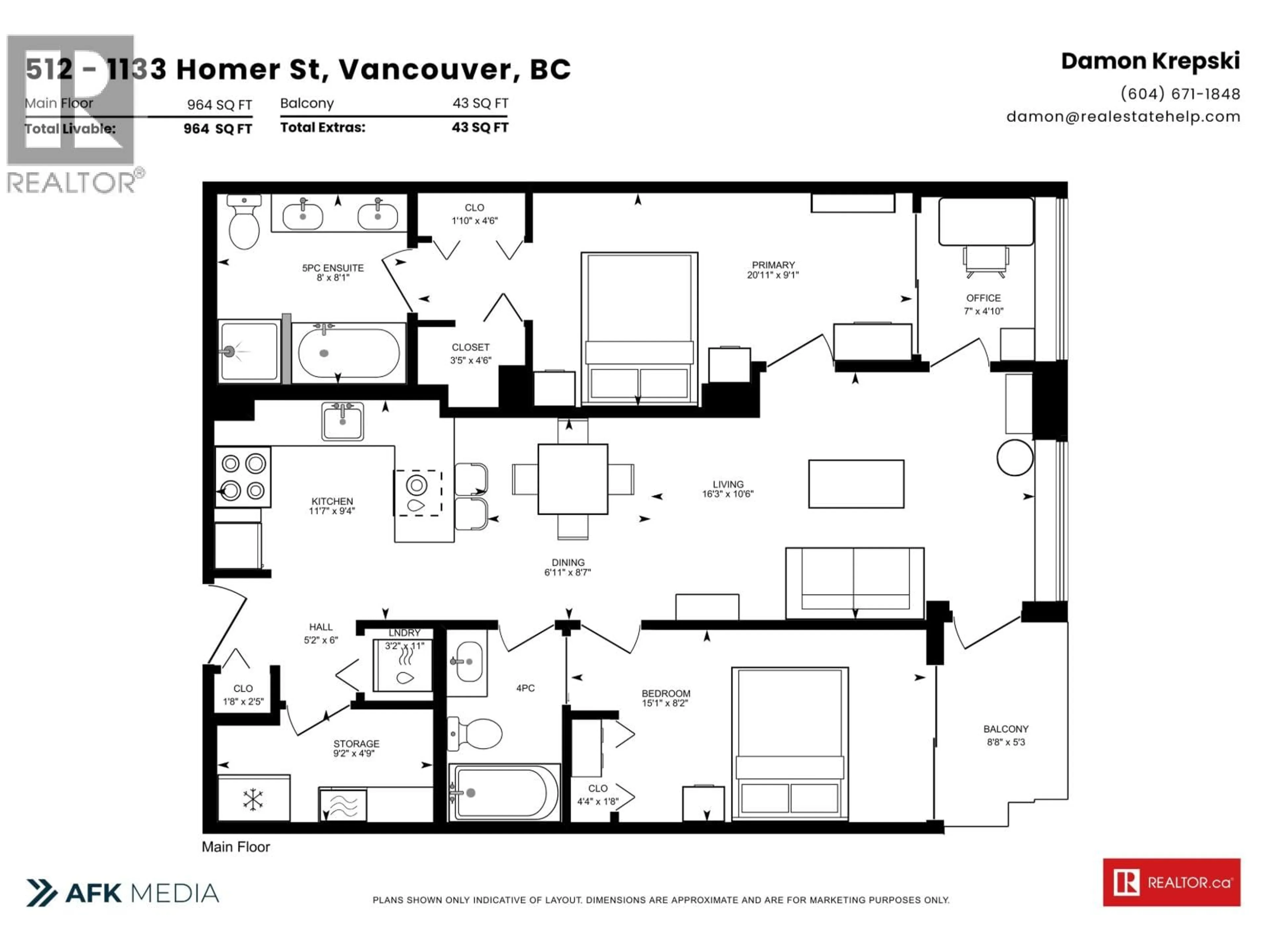 Floor plan for 512 - 1133 HOMER STREET, Vancouver British Columbia V6B0B1