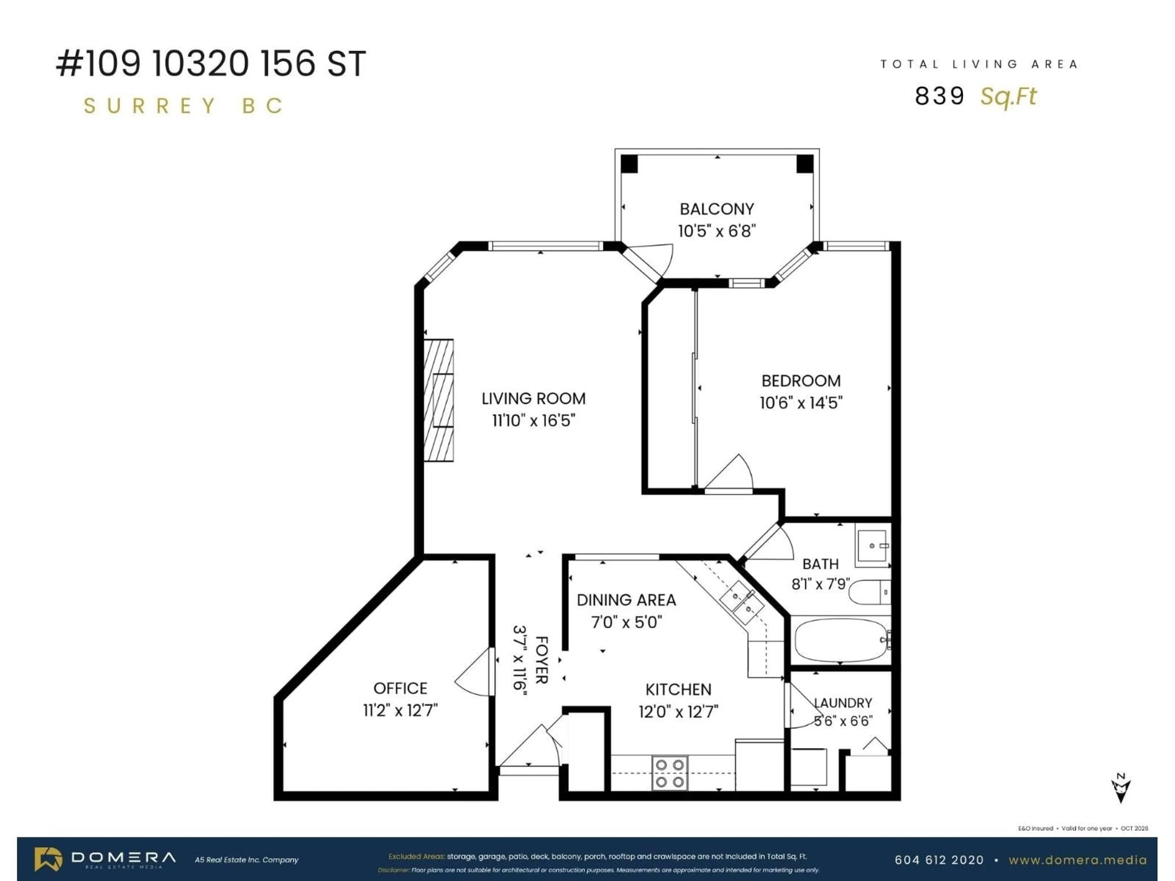 Floor plan for 109 - 10320 156 STREET, Surrey British Columbia V3R4L8