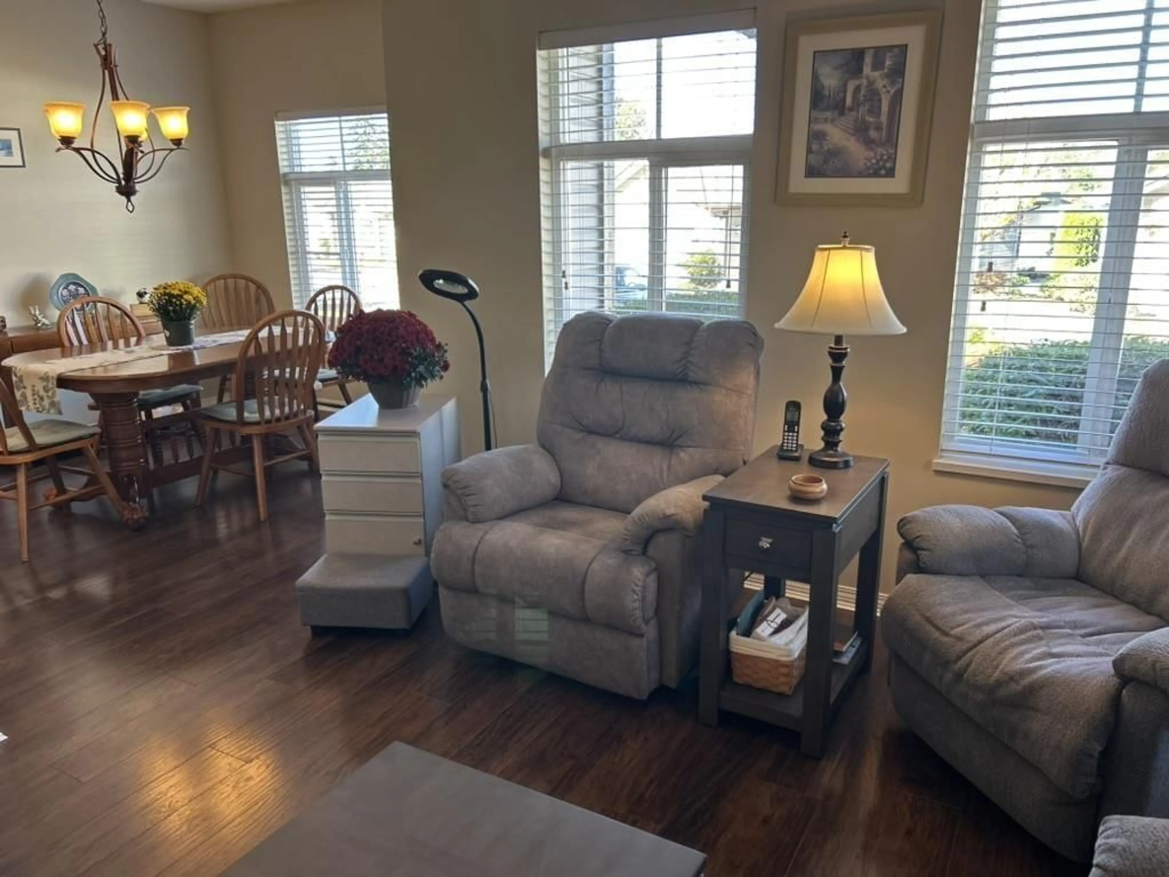 Living room with furniture, wood/laminate floor for 141 - 33751 7 AVENUE, Mission British Columbia V2V7C2