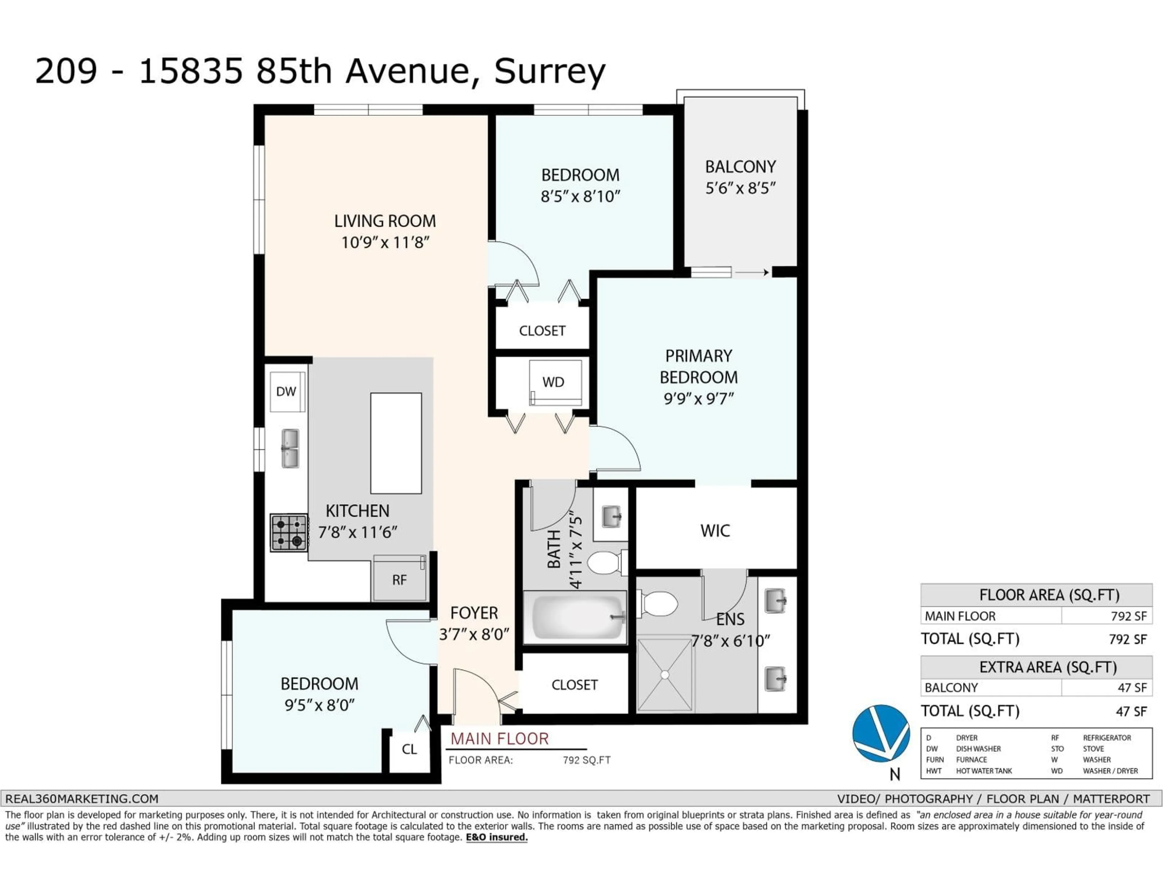 Floor plan for 209 - 15835 85 AVENUE, Surrey British Columbia V4N6W6