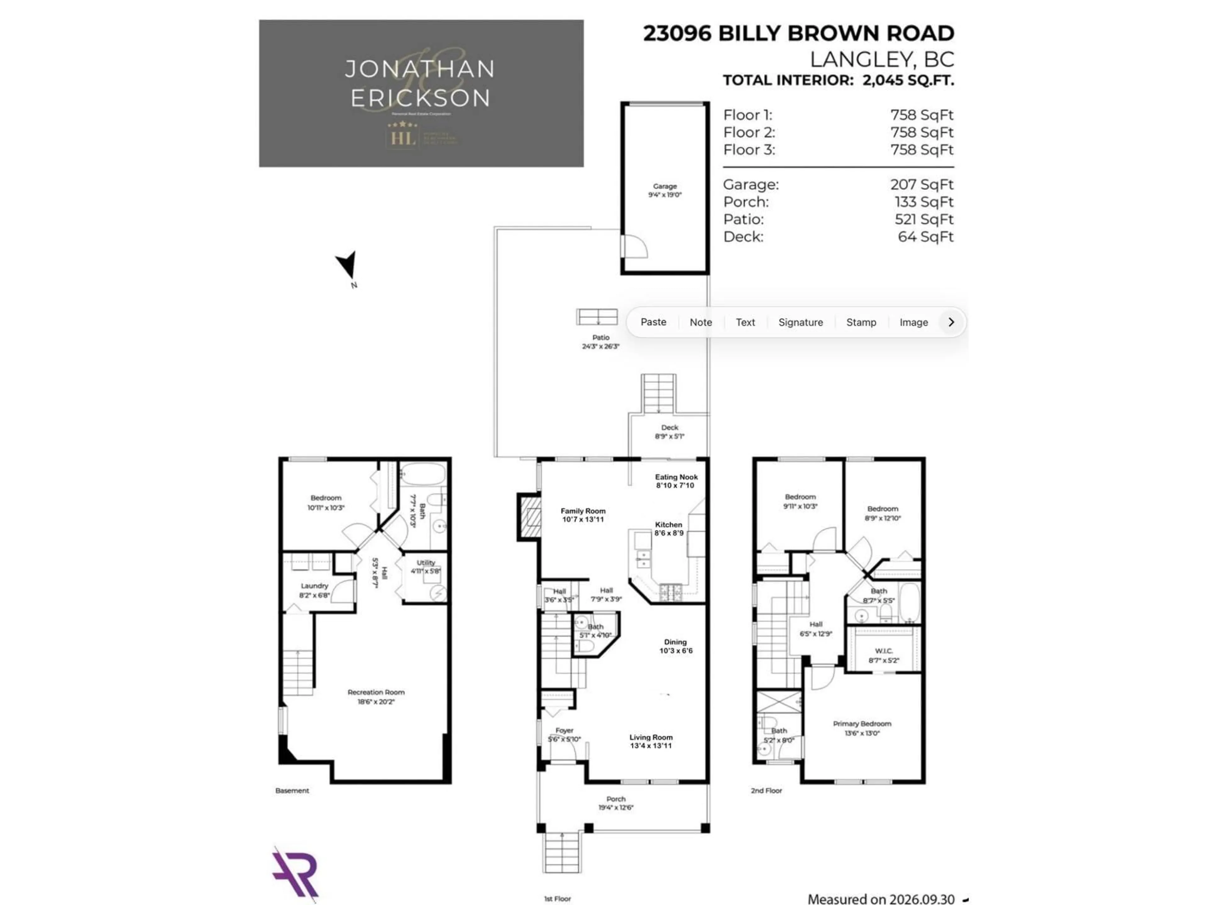 Floor plan for 23096 BILLY BROWN ROAD, Langley British Columbia V1M4G1