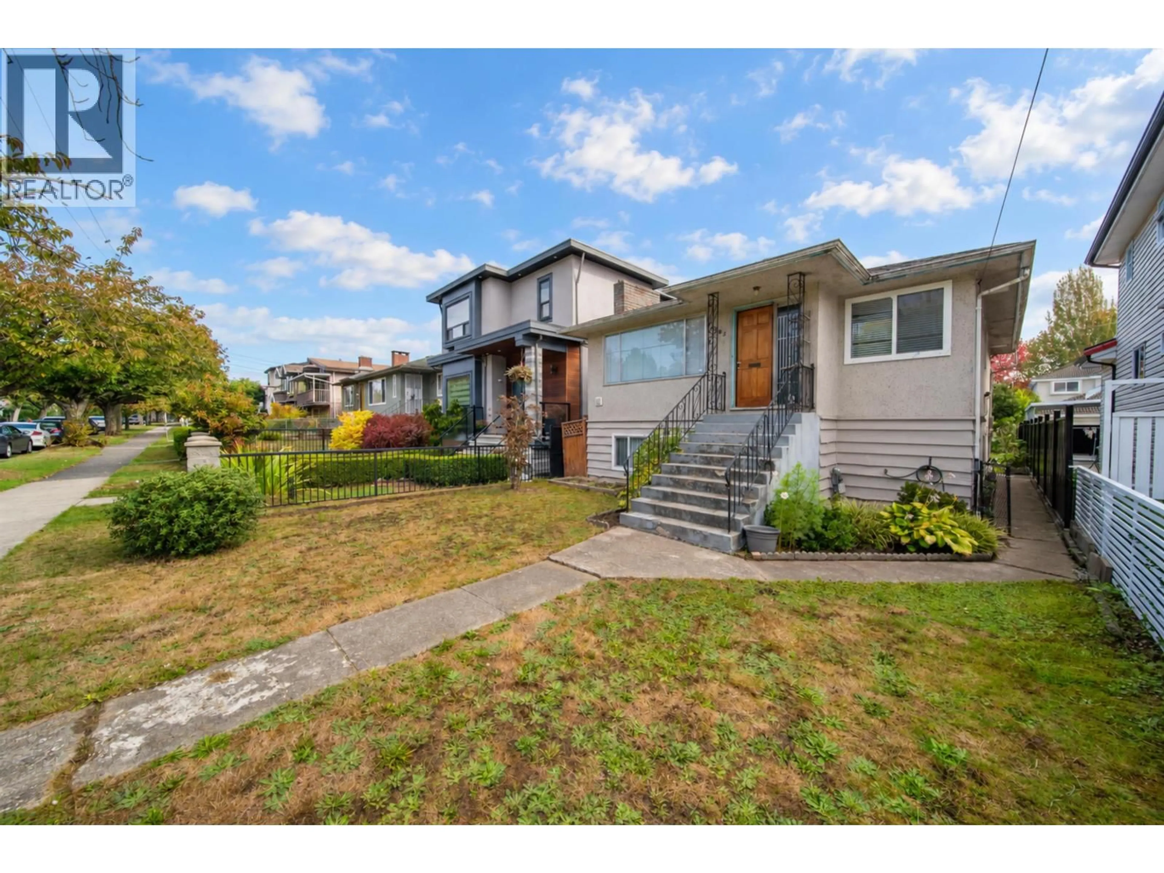 A pic from outside/outdoor area/front of a property/back of a property/a pic from drone, street for 5882 BERKELEY STREET, Vancouver British Columbia V5R3H2