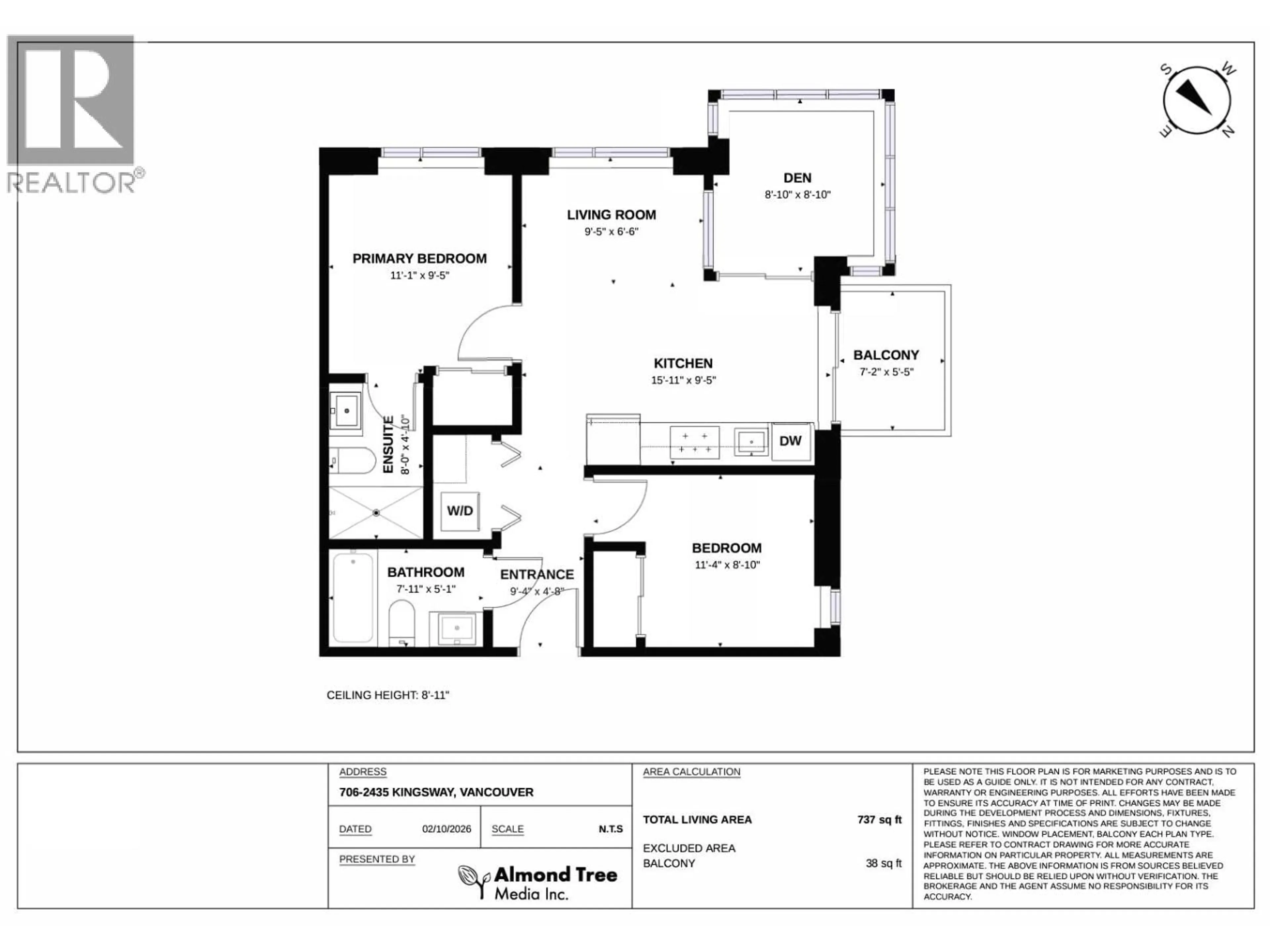 Floor plan for 706 - 2435 KINGSWAY, Vancouver British Columbia V5R5G8