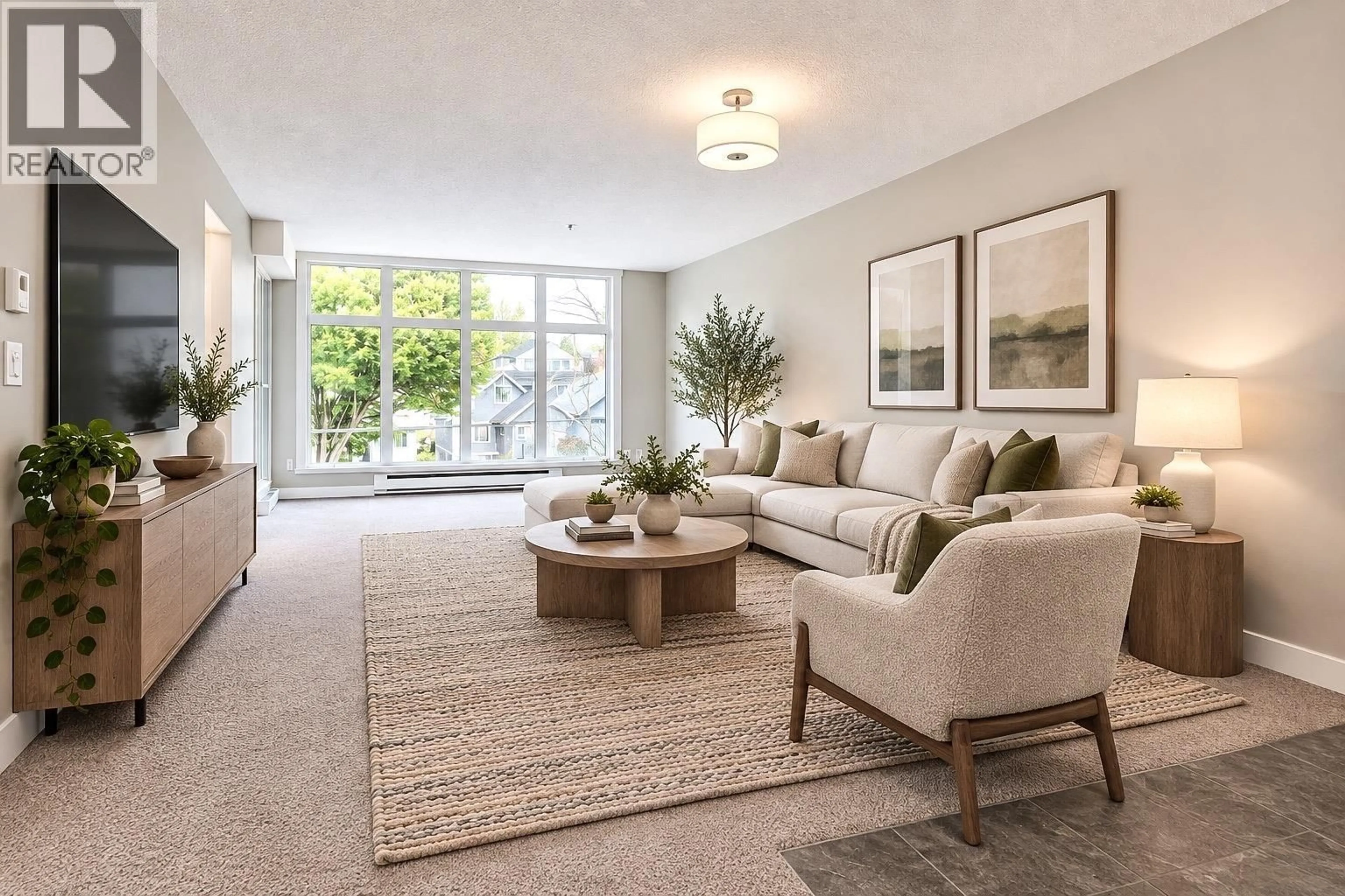 Living room with furniture, carpet floor for 300 - 2533 PENTICTON STREET, Vancouver British Columbia V5M4T8