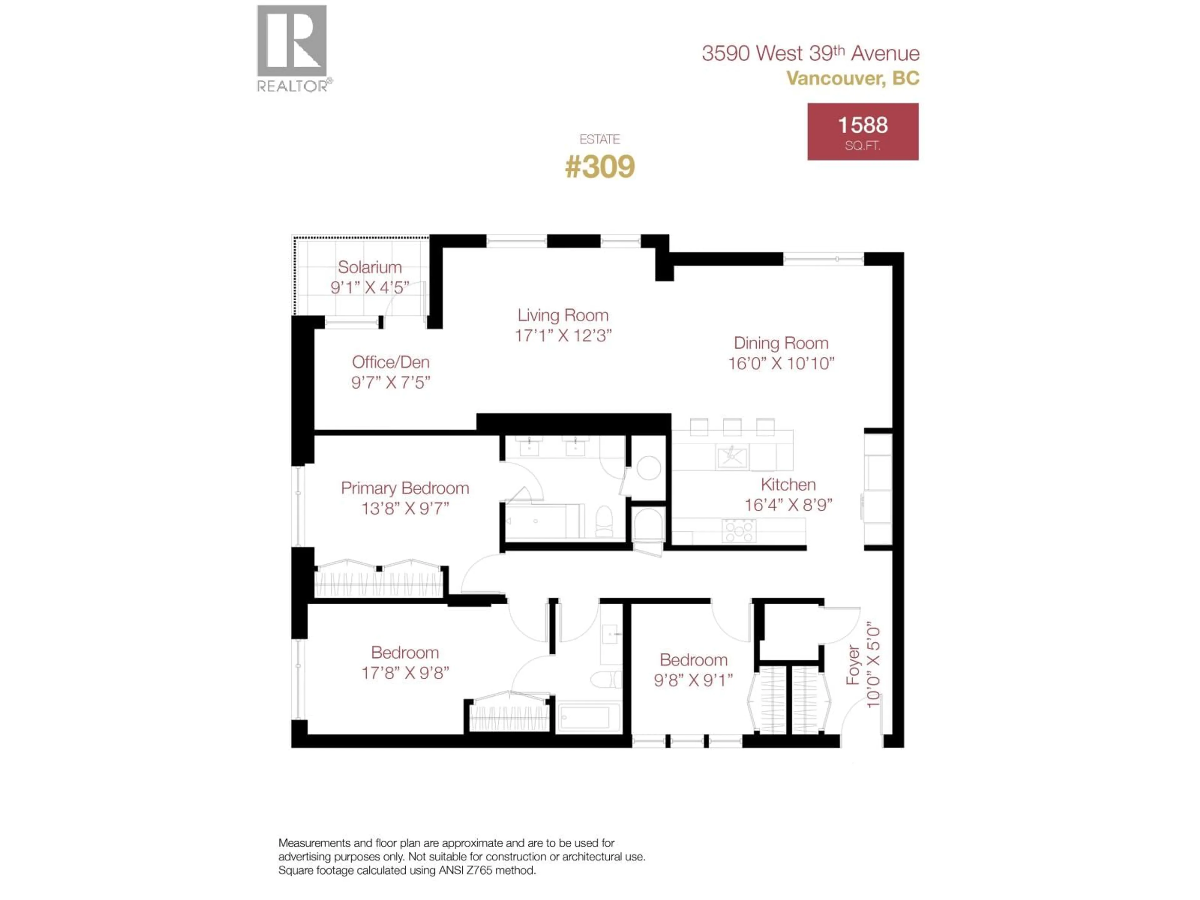 Floor plan for 309 - 3590 39TH AVENUE, Vancouver British Columbia V6N3A5