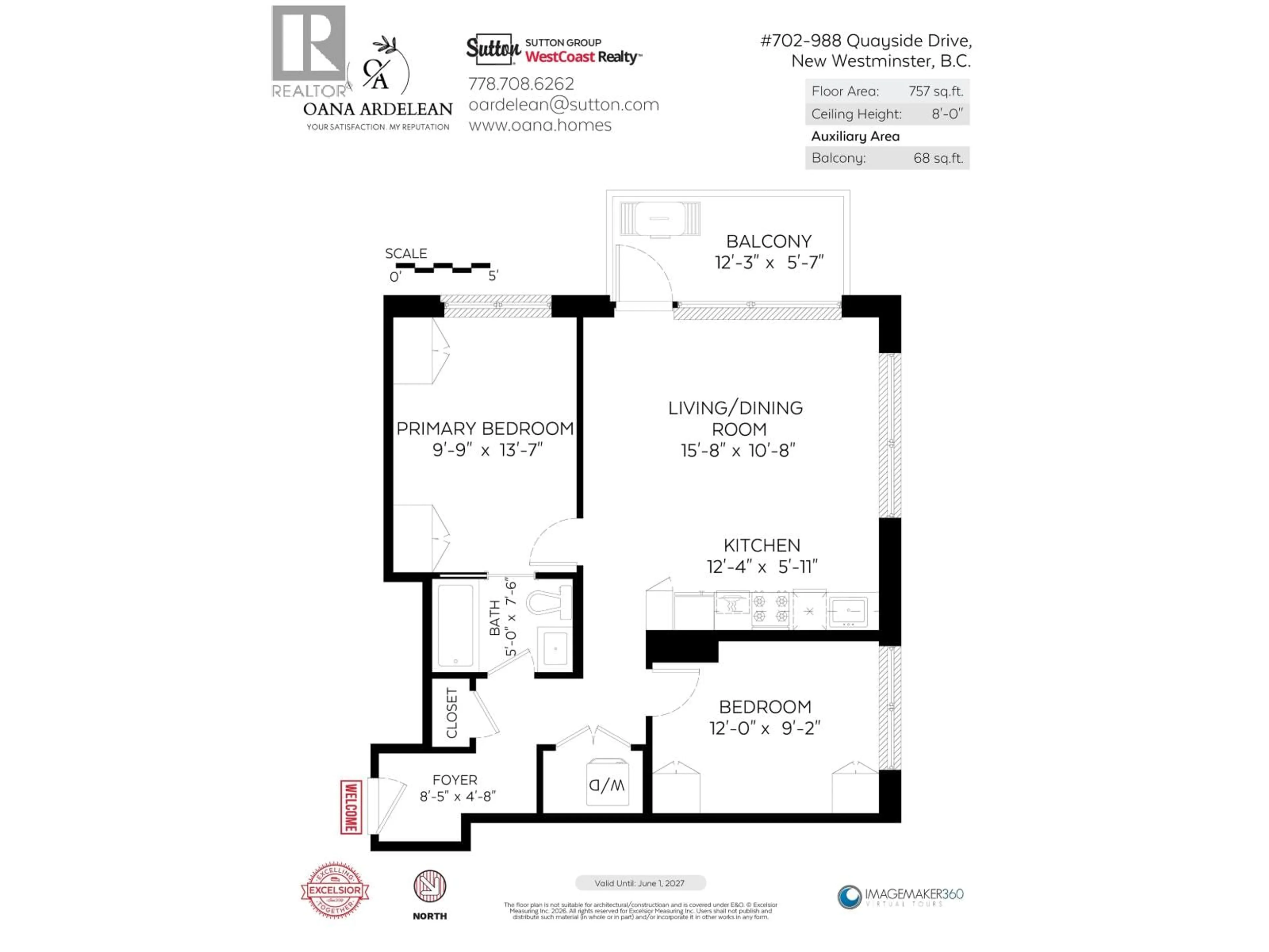 Floor plan for 702 - 988 QUAYSIDE DRIVE, New Westminster British Columbia V3M0L5