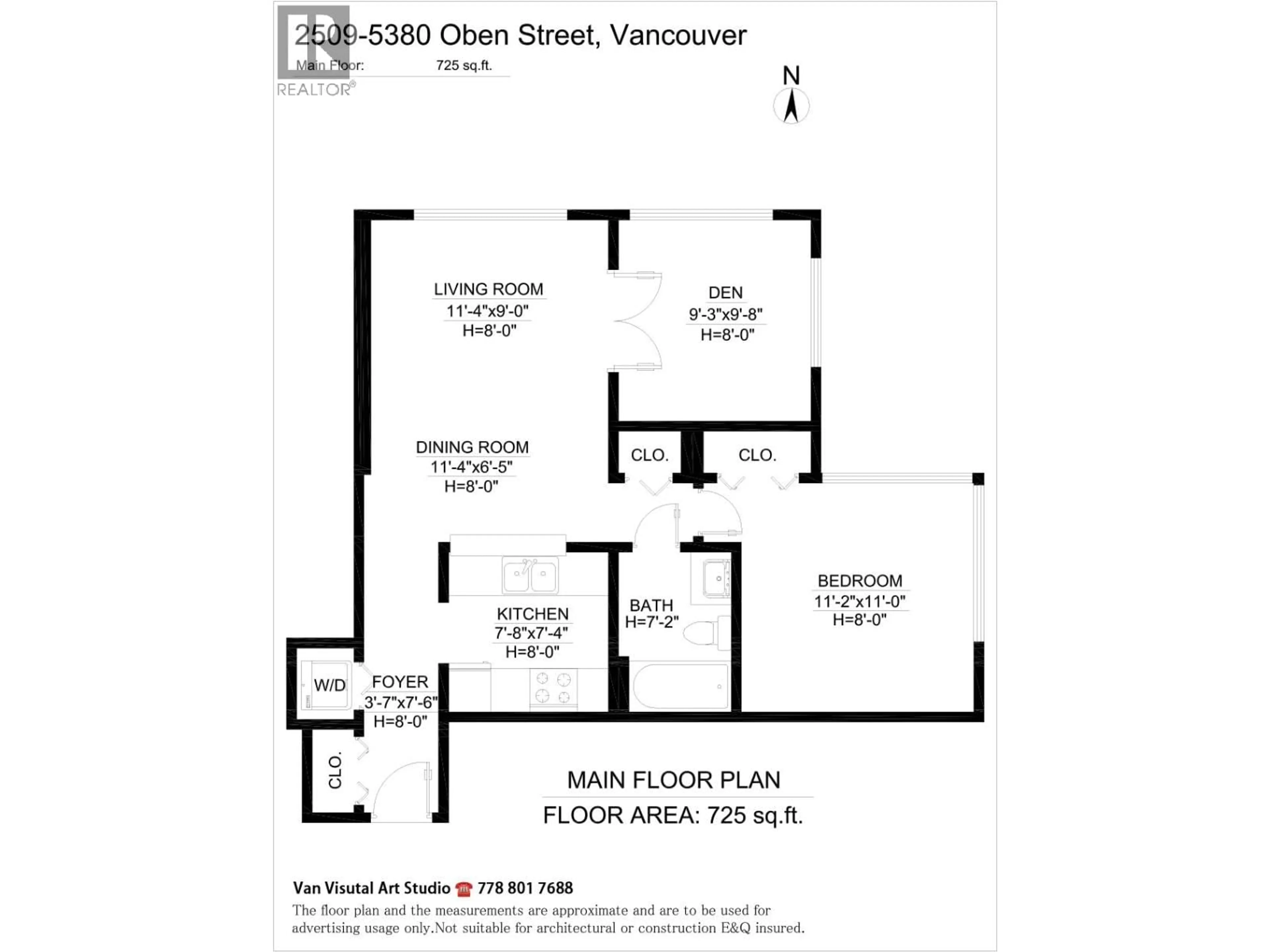 Floor plan for 2509 - 5380 OBEN STREET, Vancouver British Columbia V5R6H7
