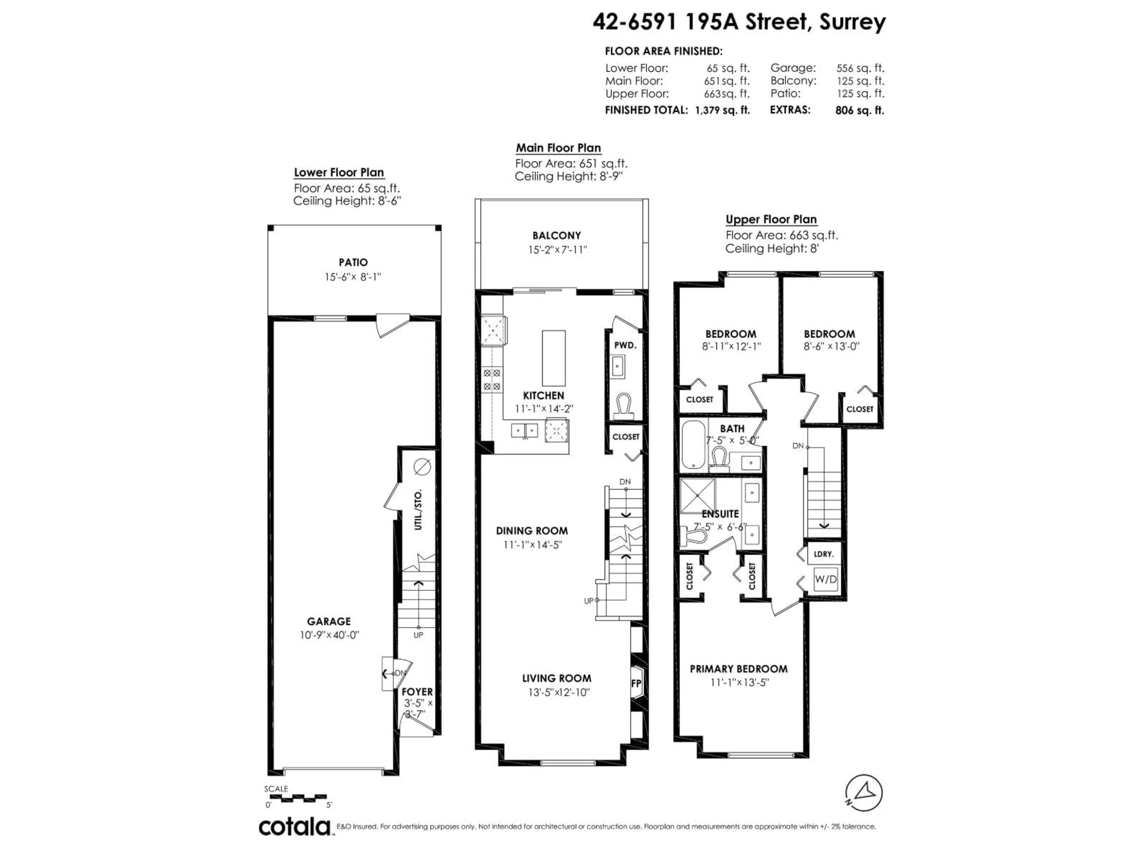 Floor plan for 42 - 6591 195A STREET, Surrey British Columbia V4N6N5