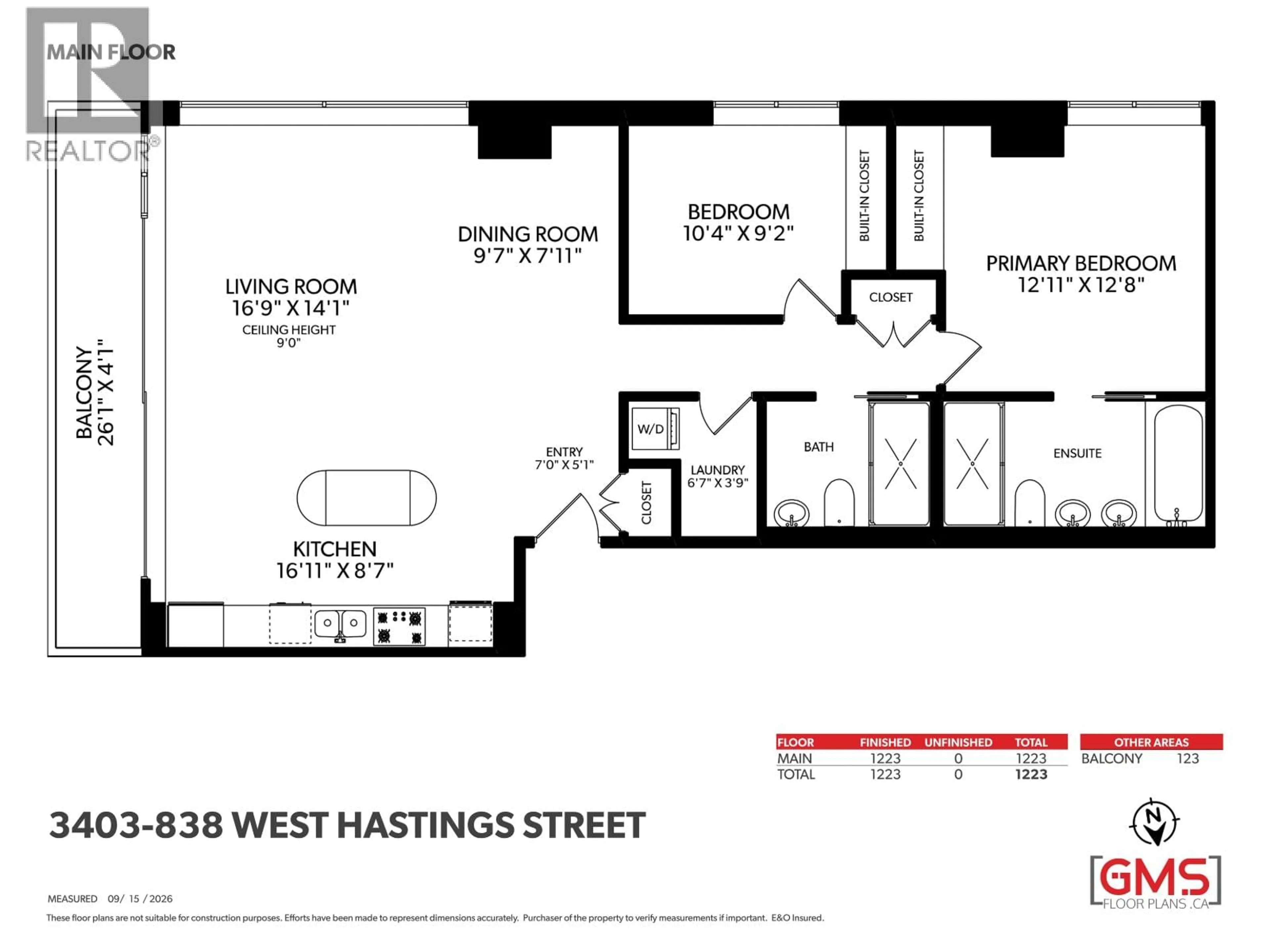 Floor plan for 3403 - 838 HASTINGS STREET, Vancouver British Columbia V6C0A6