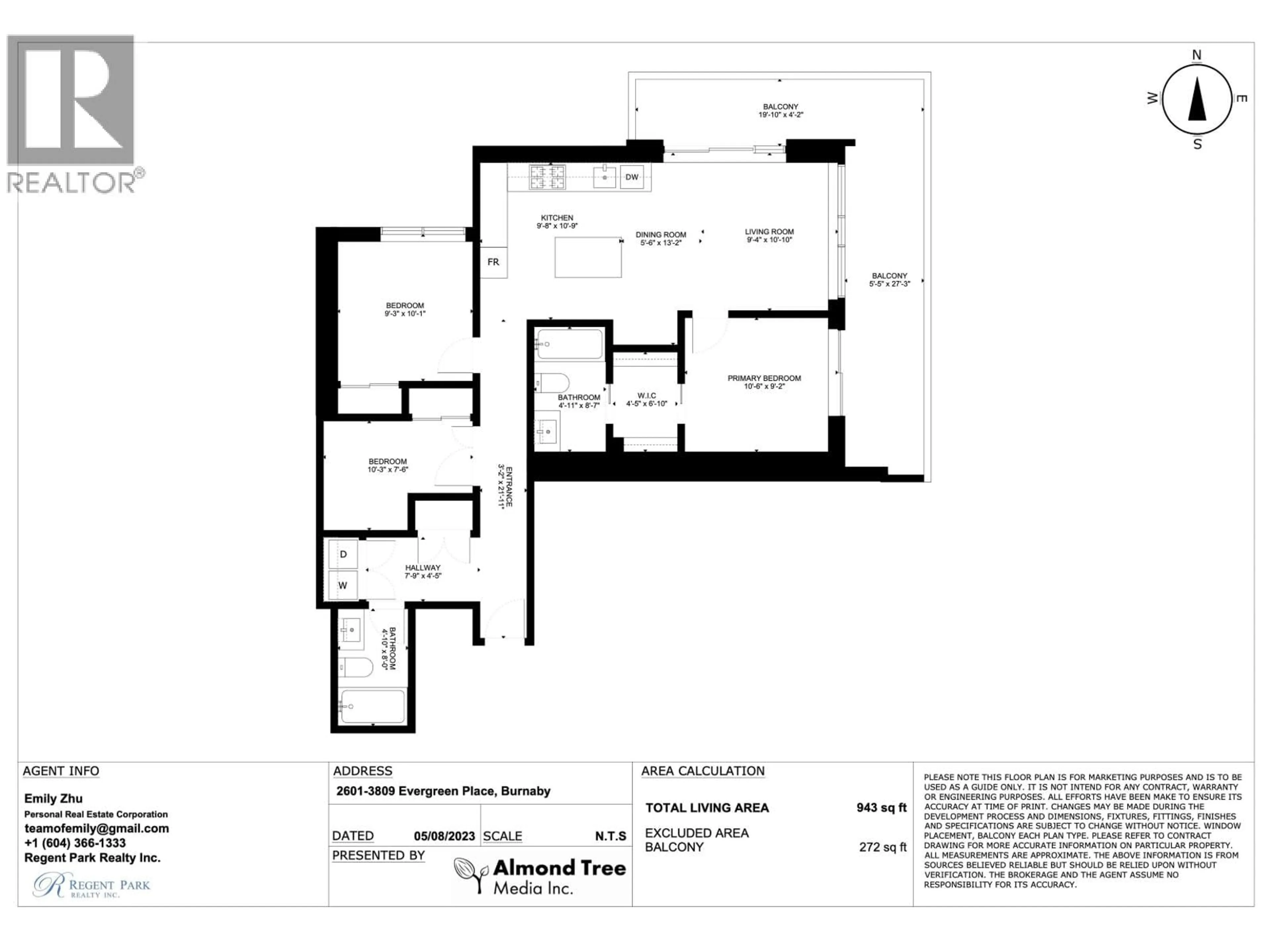 Floor plan for 2601 - 3809 EVERGREEN PLACE, Burnaby British Columbia V3J0M1